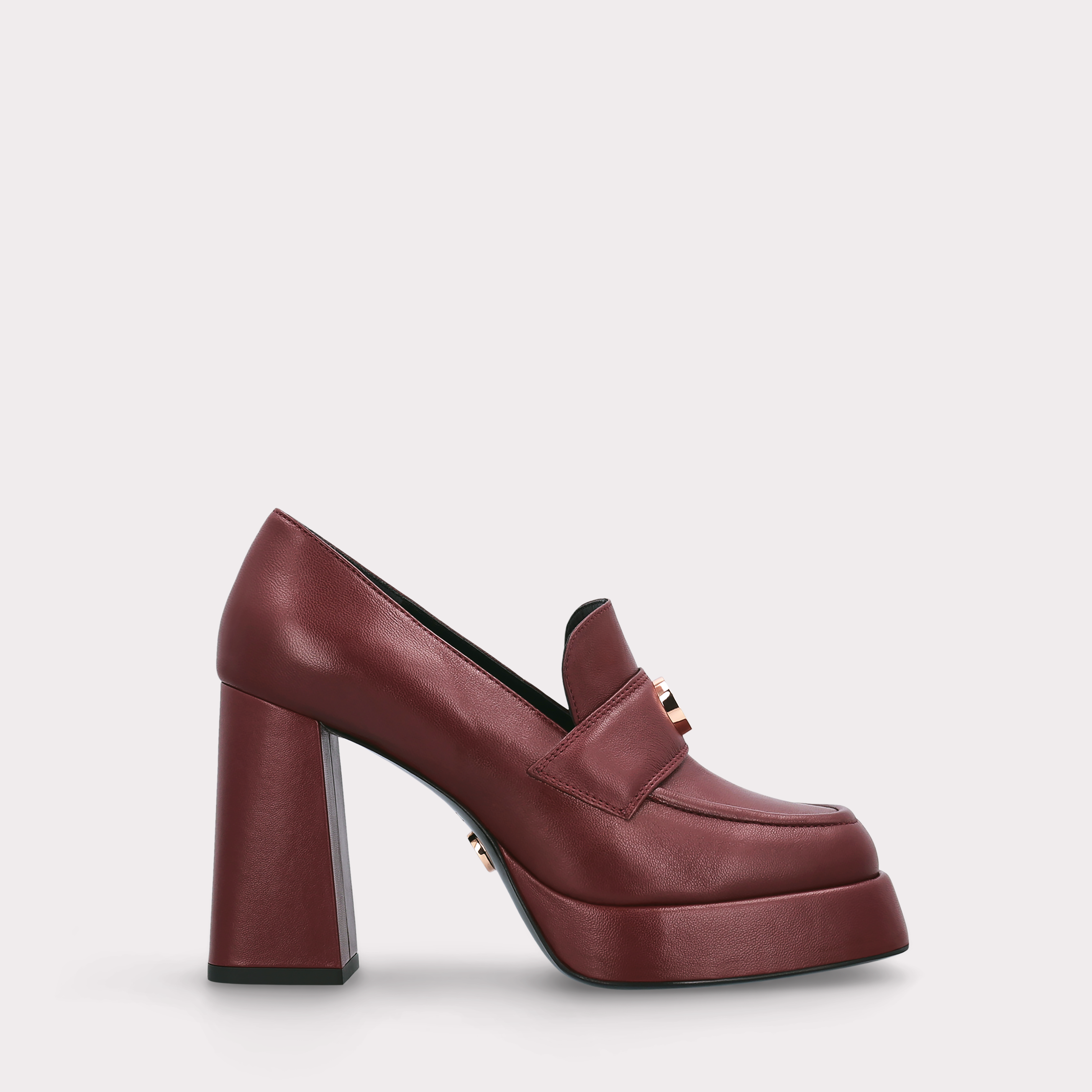 CINDY MOK 02 BURGUNDY SMOOTH LEATHER PLATFORM PUMPS