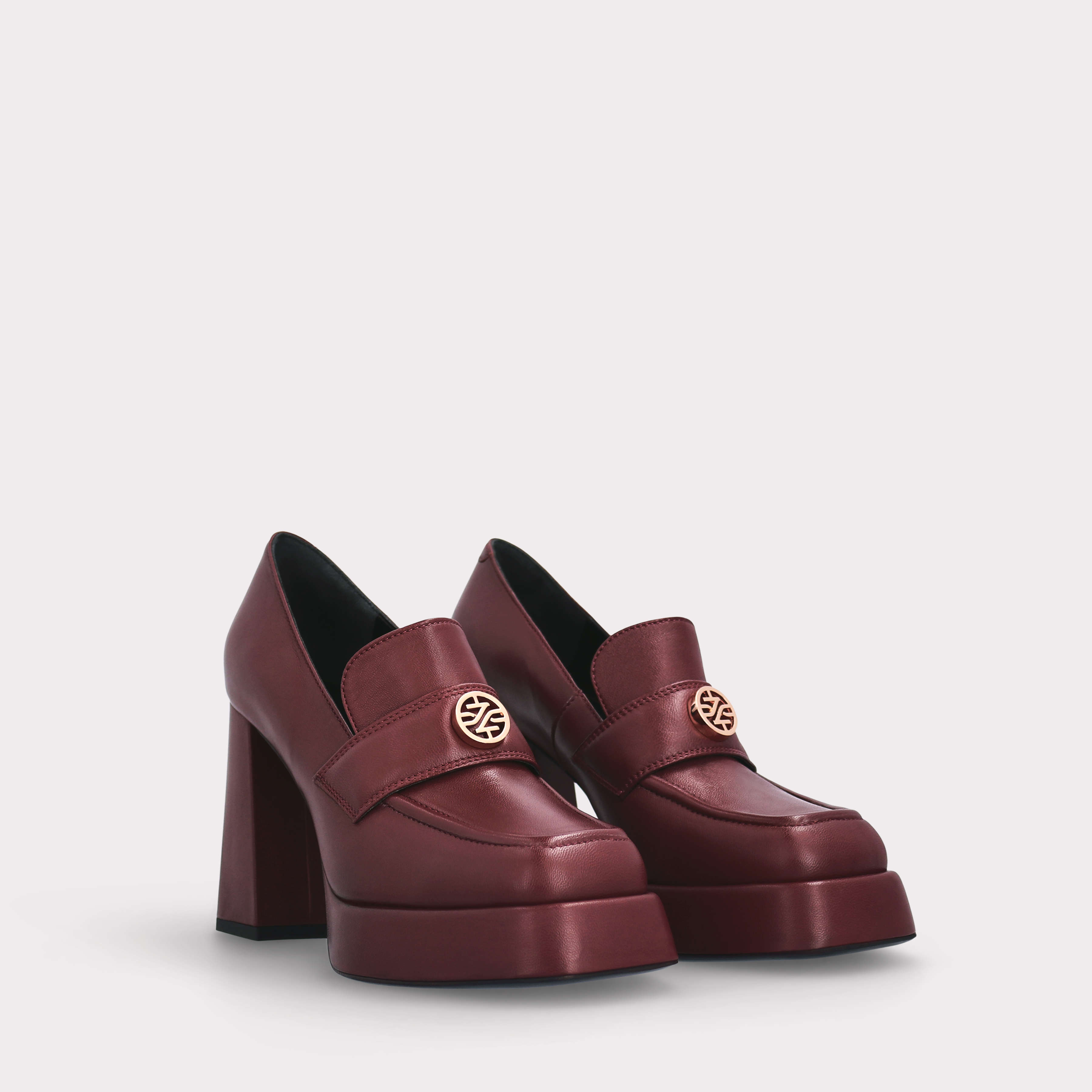 CINDY MOK 02 BORDEAUX SMOOTH LEATHER PLATFORM PUMPS