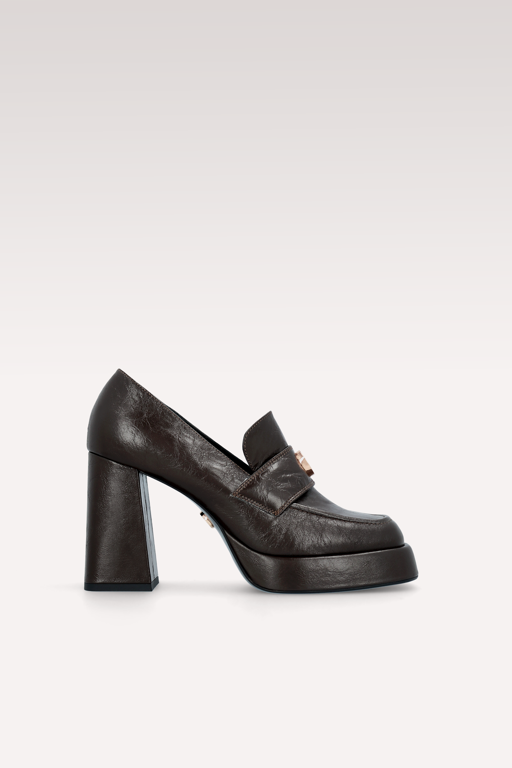 CINDY MOK 02 DARK BROWN SMOOTH LEATHER PLATFORM PUMPS