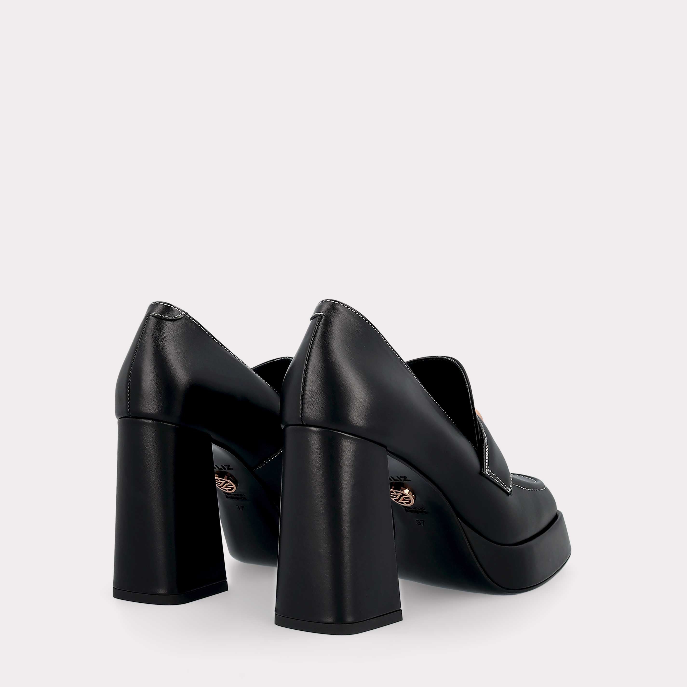 CINDY MOK 02 BLACK STITCH LEATHER PLATFORM PUMPS
