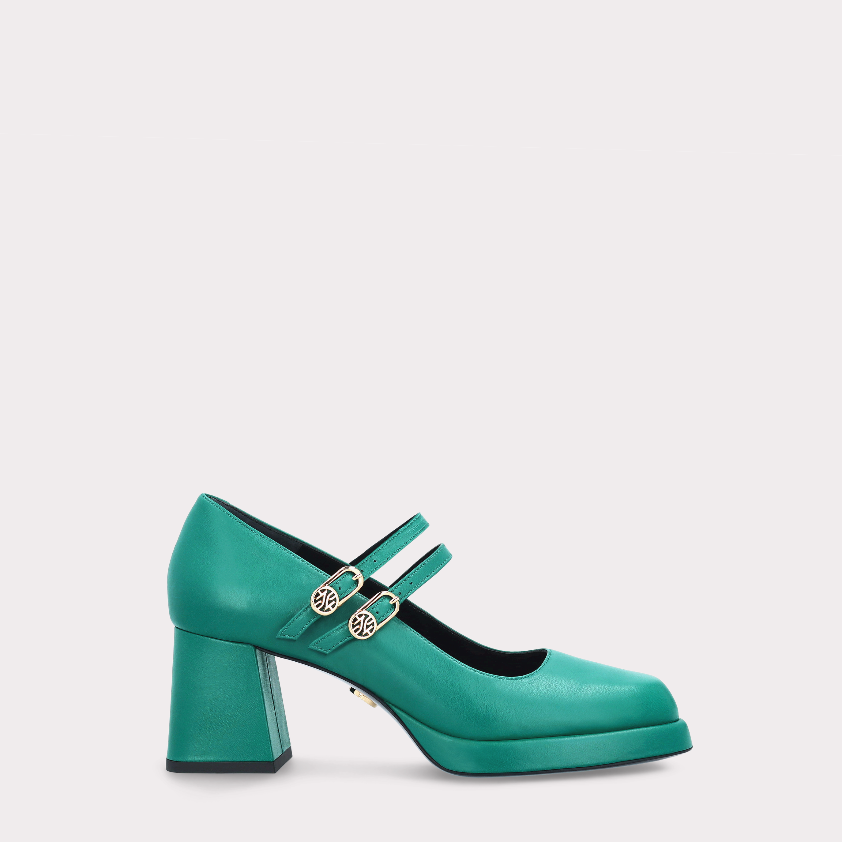 CONNIE BEBE 01 GREEN SMOOTH LEATHER PLATFORM PUMPS