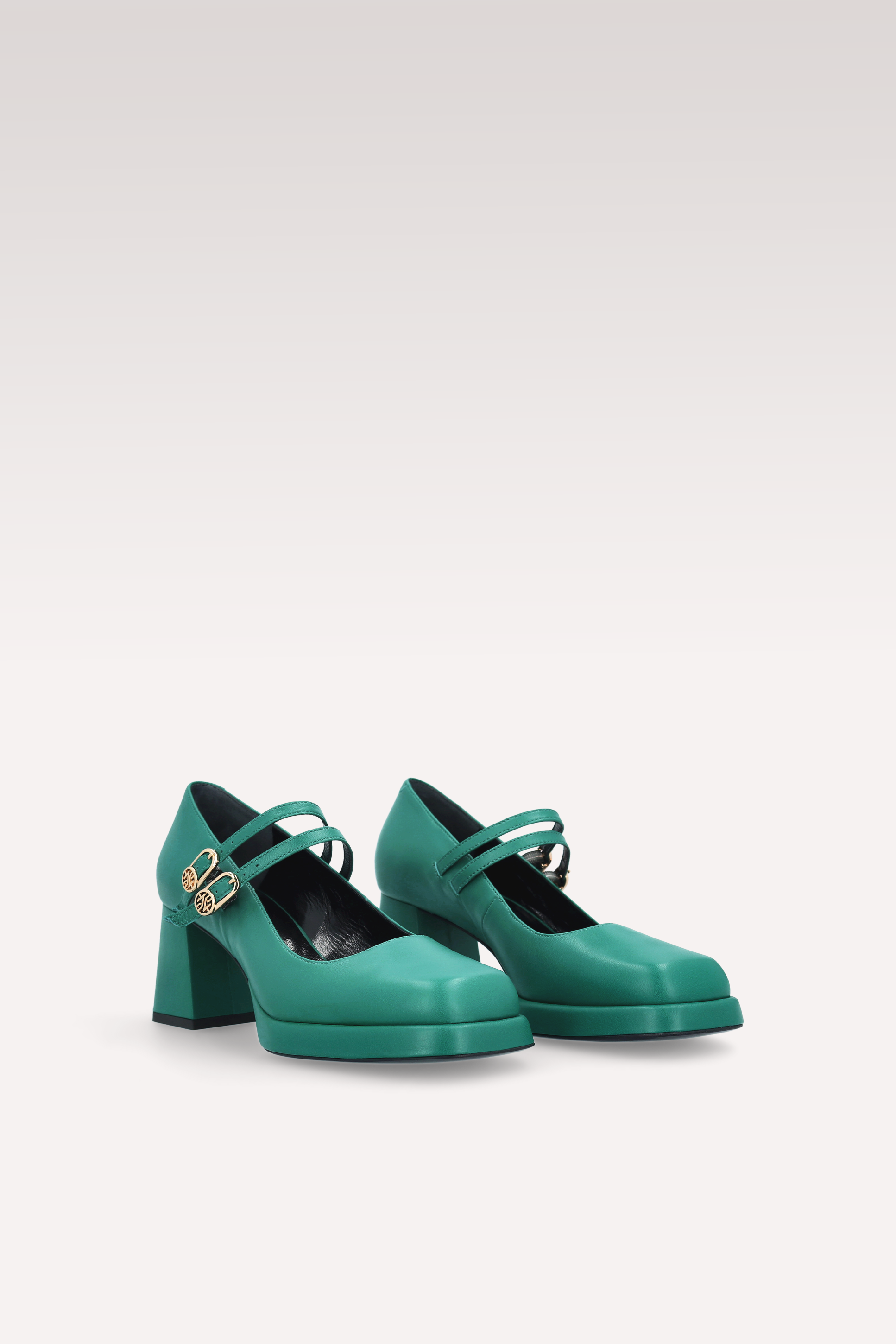 CONNIE BEBE 01 GREEN SMOOTH LEATHER PLATFORM PUMPS