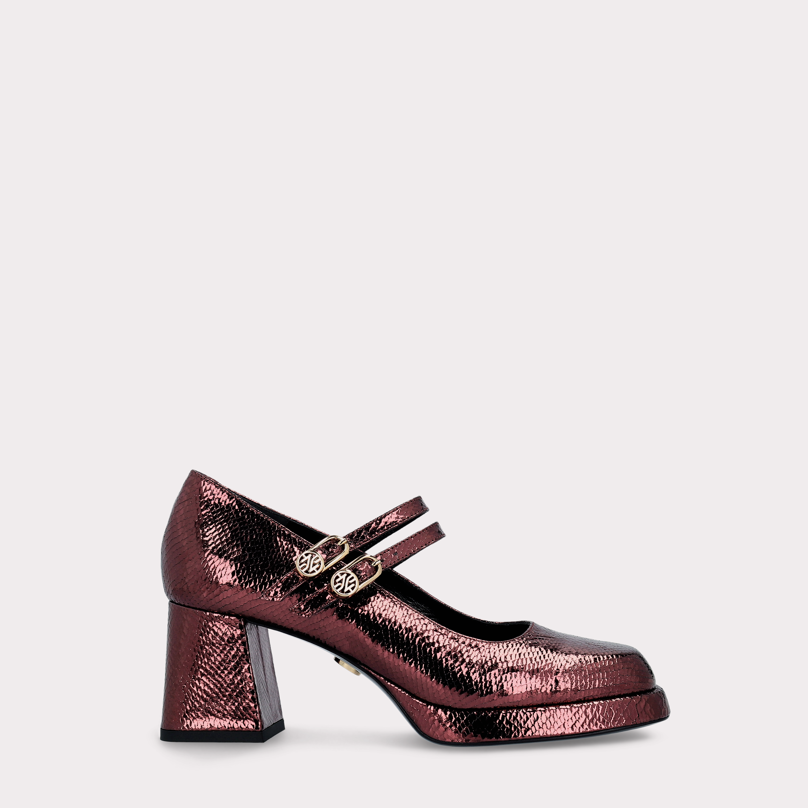 CONNIE BEBE 01 WINE MINI VIPER EMBOSSED LEATHER PLATFORM PUMPS
