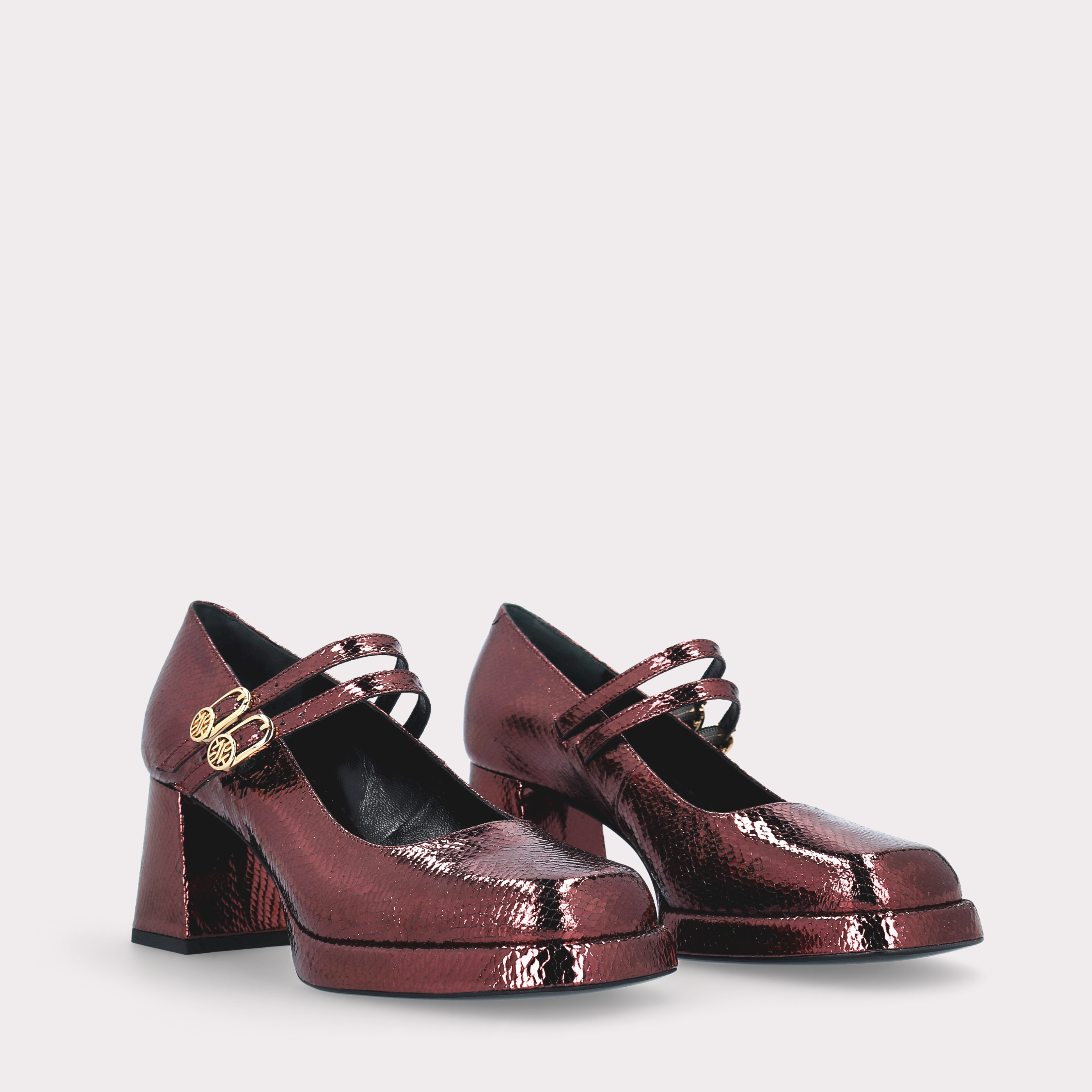 CONNIE BEBE 01 WINE MINI VIPER EMBOSSED LEATHER PLATFORM PUMPS