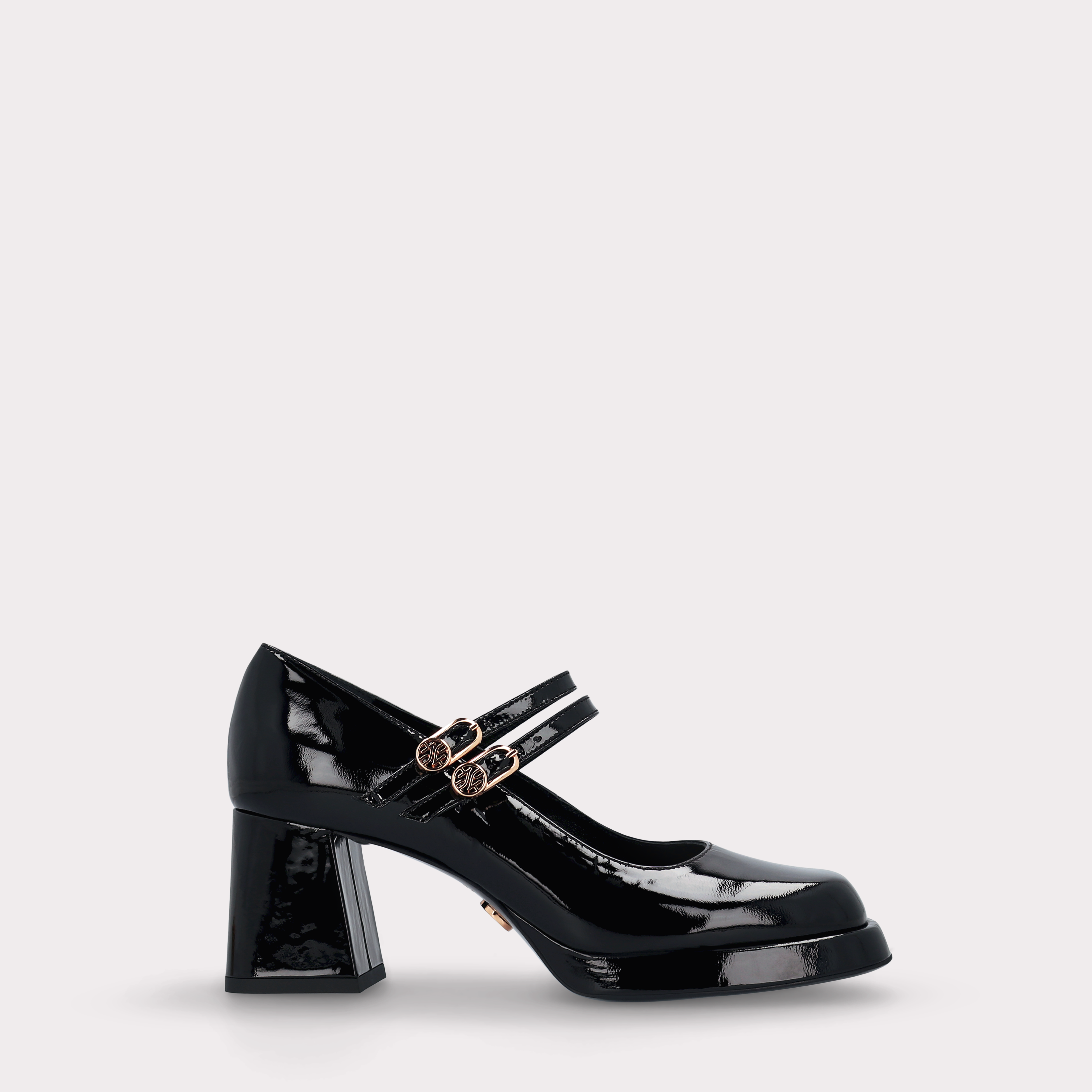 CONNIE BEBE 02 BLACK PATENT LEATHER PLATFORM PUMPS