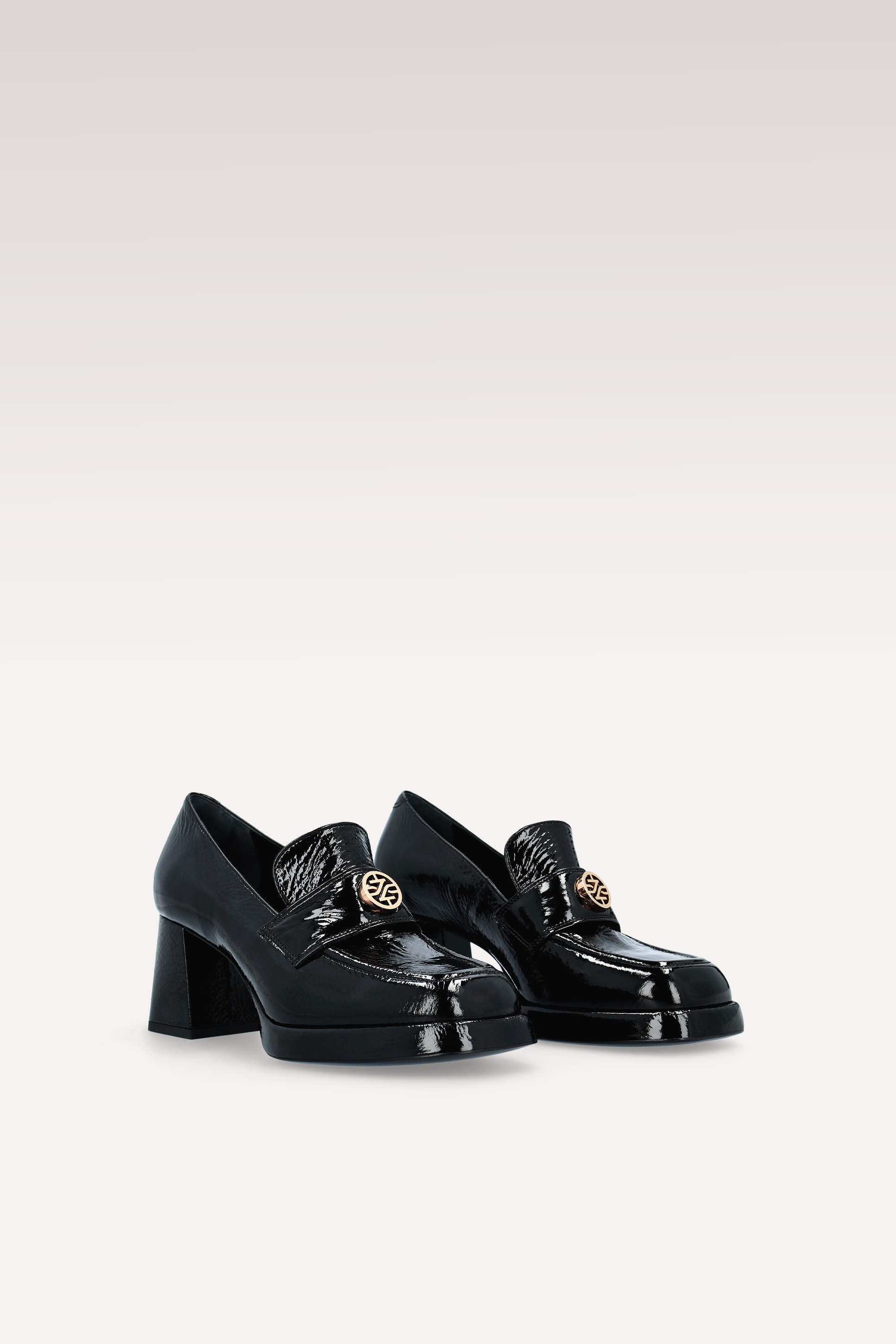 CONNIE MOK 02 BLACK CRUSHED PATENT LEATHER PLATFORM PUMPS