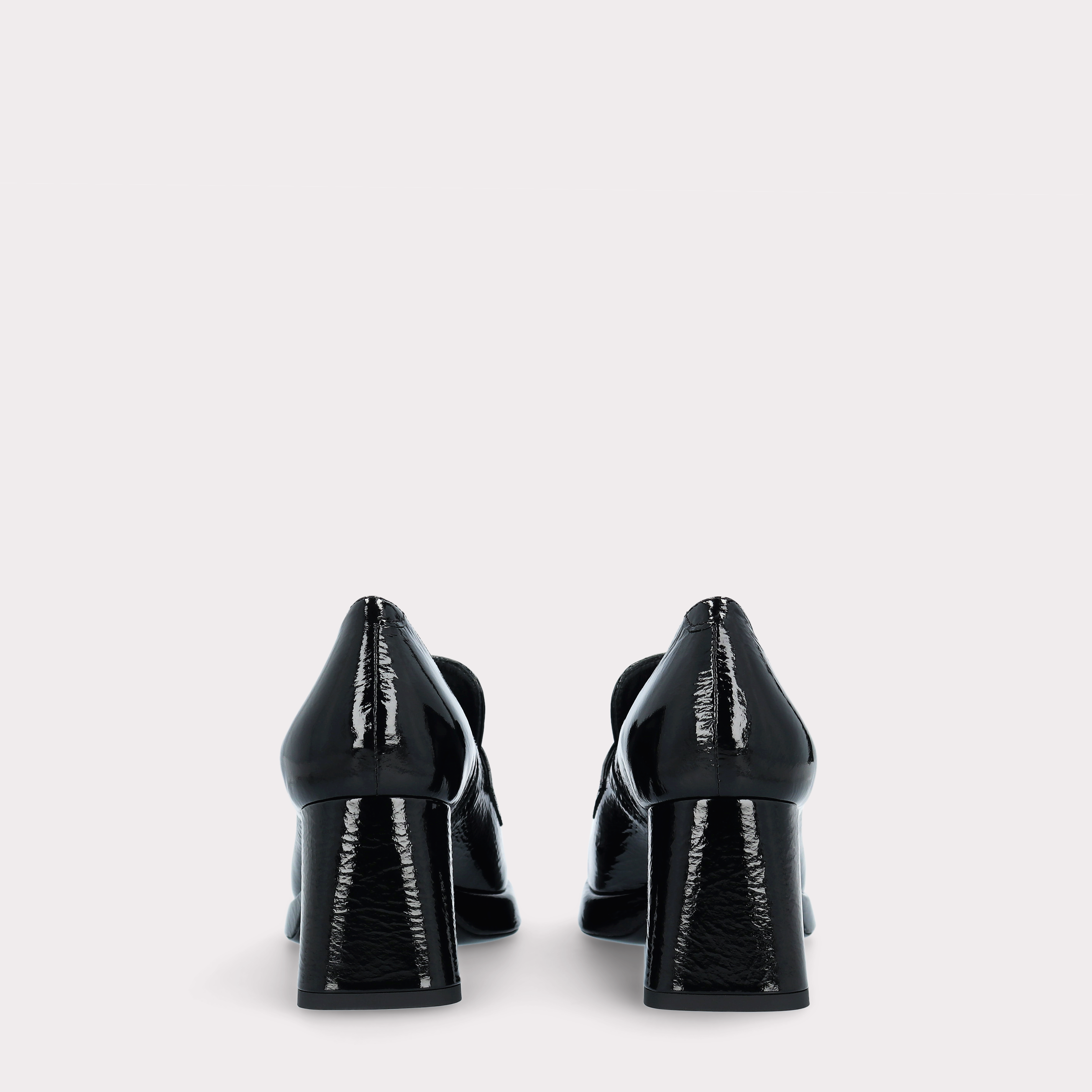 CONNIE MOK 02 BLACK CRUSHED PATENT LEATHER PLATFORM PUMPS