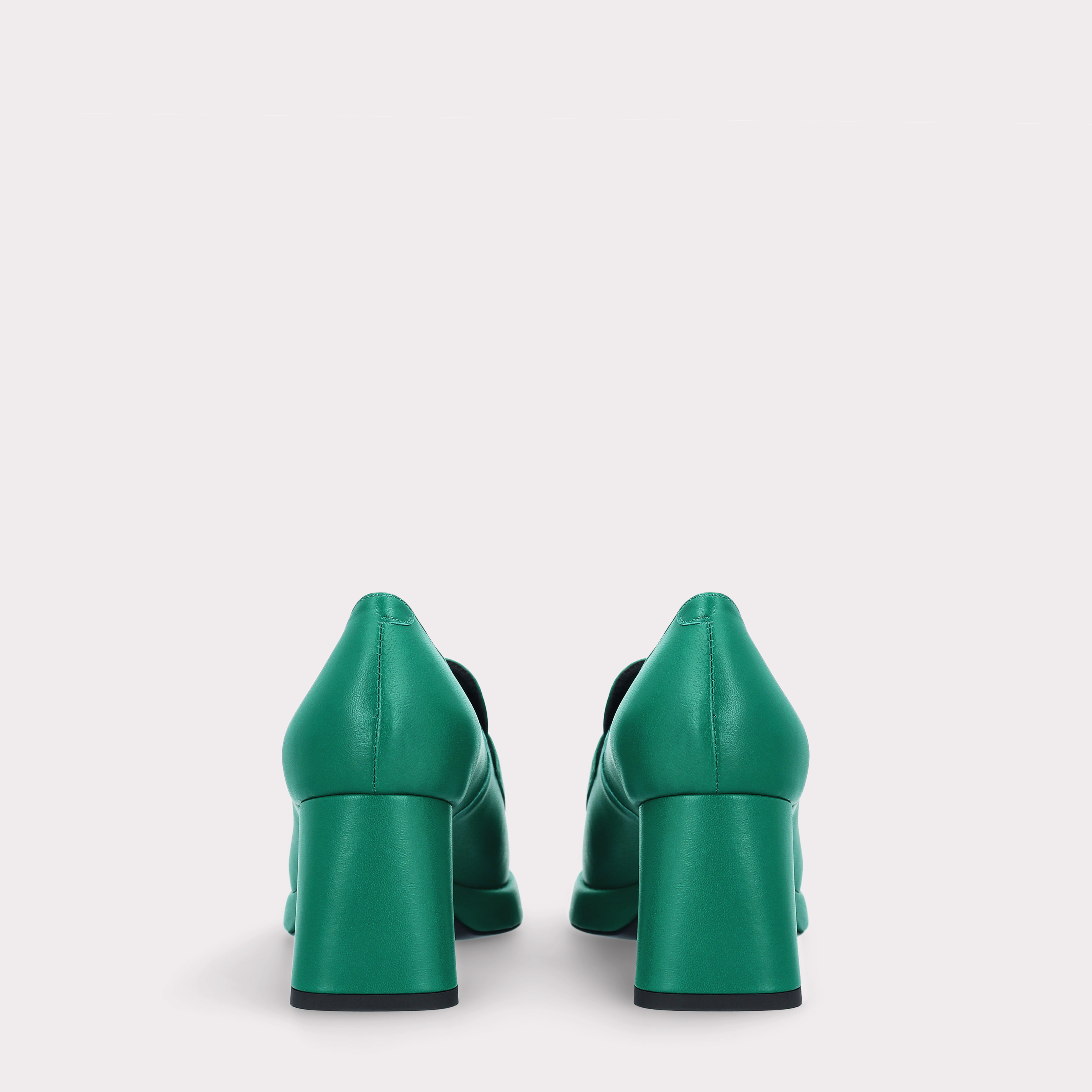CONNIE MOK 02 GREEN SMOOTH LEATHER PLATFORM PUMPS