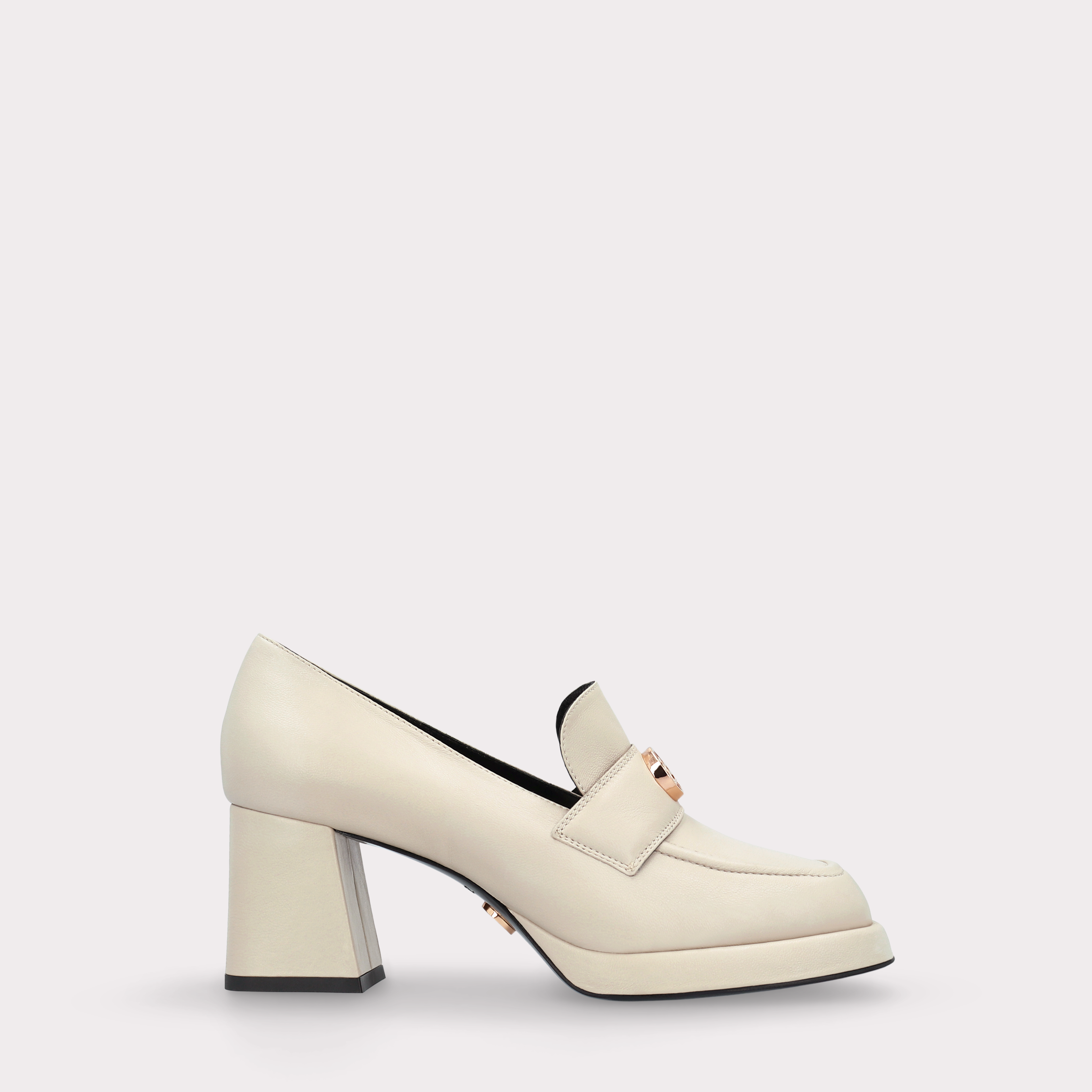 CONNIE MOK 02 BEIGE SMOOTH LEATHER PLATFORM PUMPS