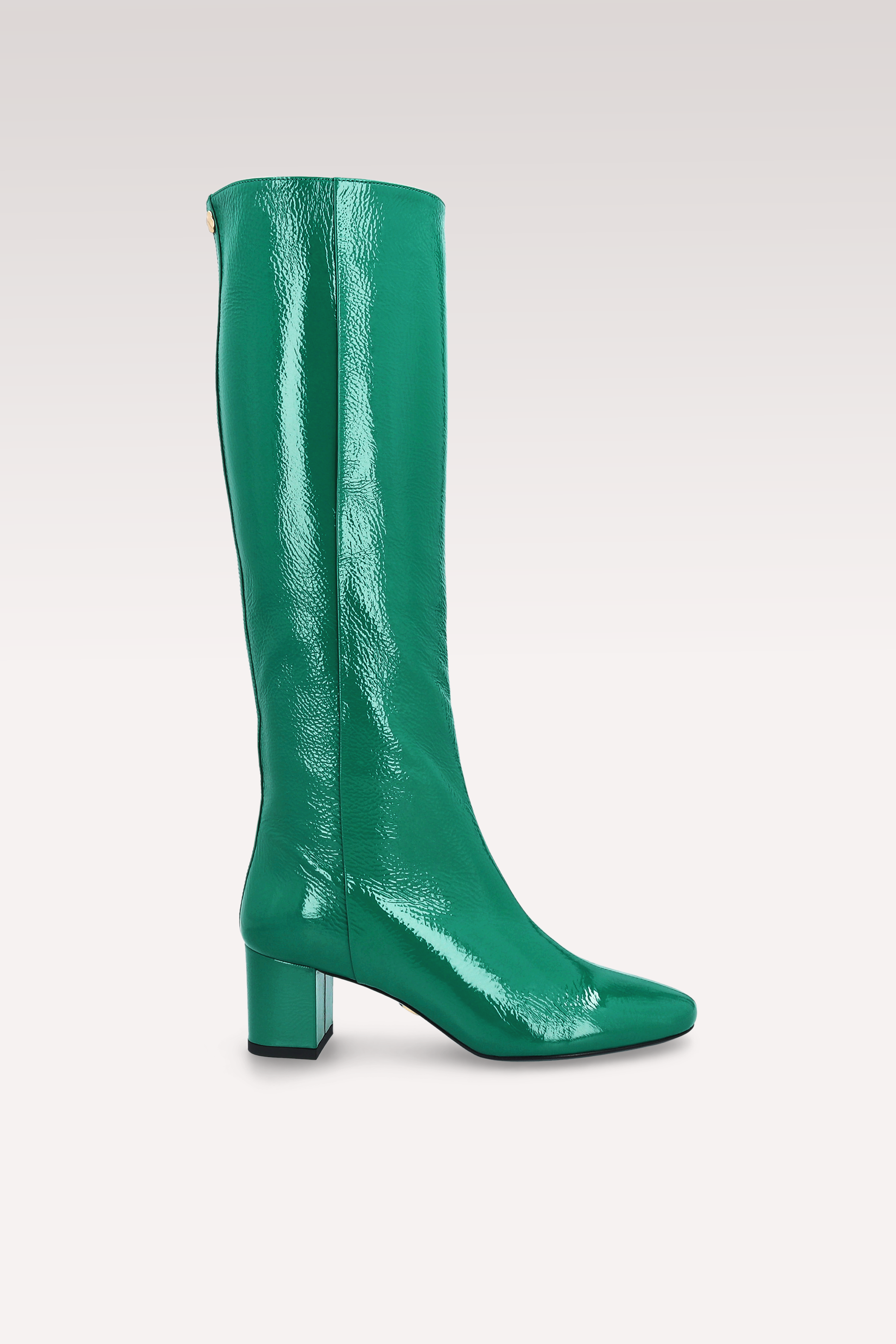 DEBBY TUBO 01 GREEN CRUSHED PATENT LEATHER BOOTS