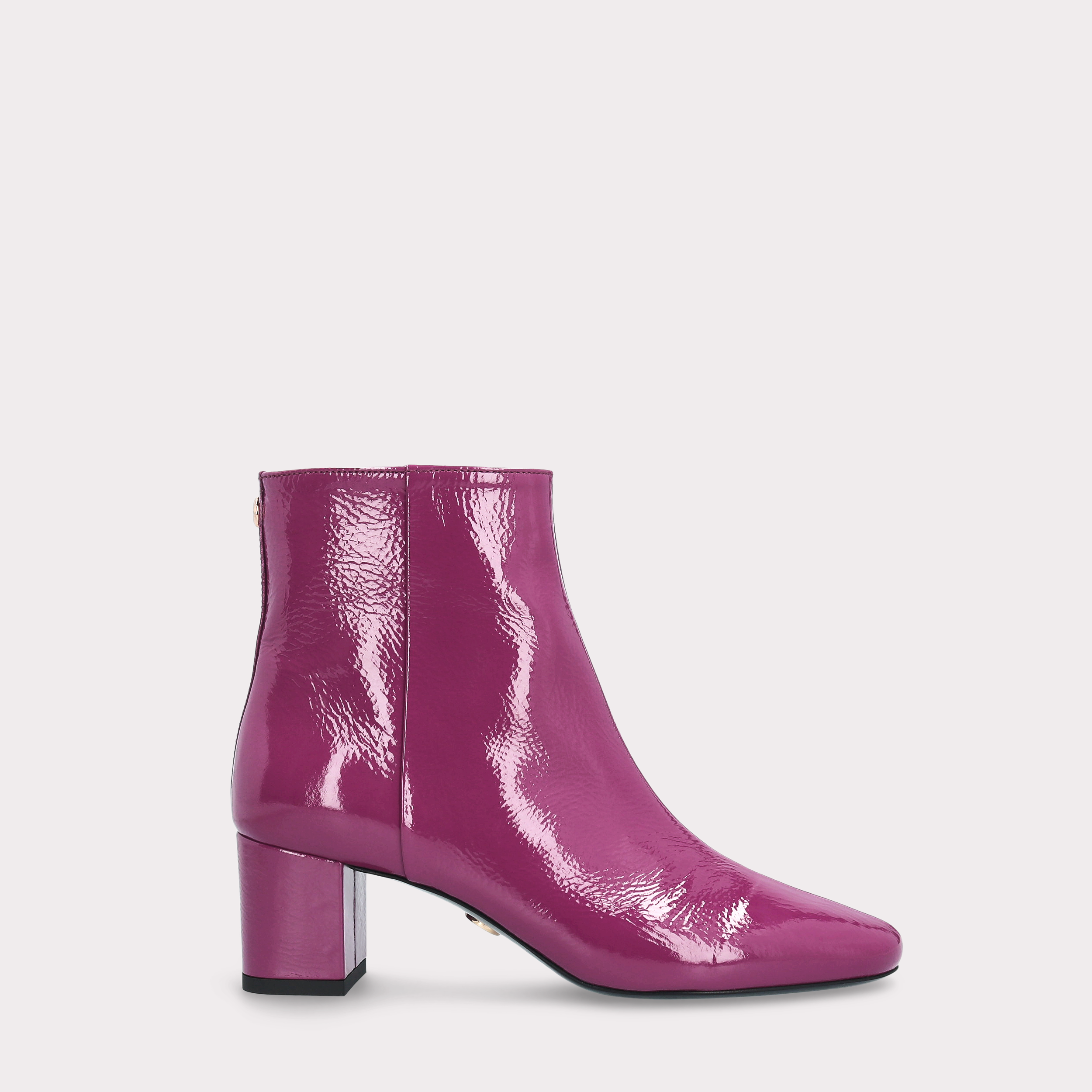 DEBBY ZIP 01 PURPLE CRUSHED PATENT LEATHER ANKLE BOOTS