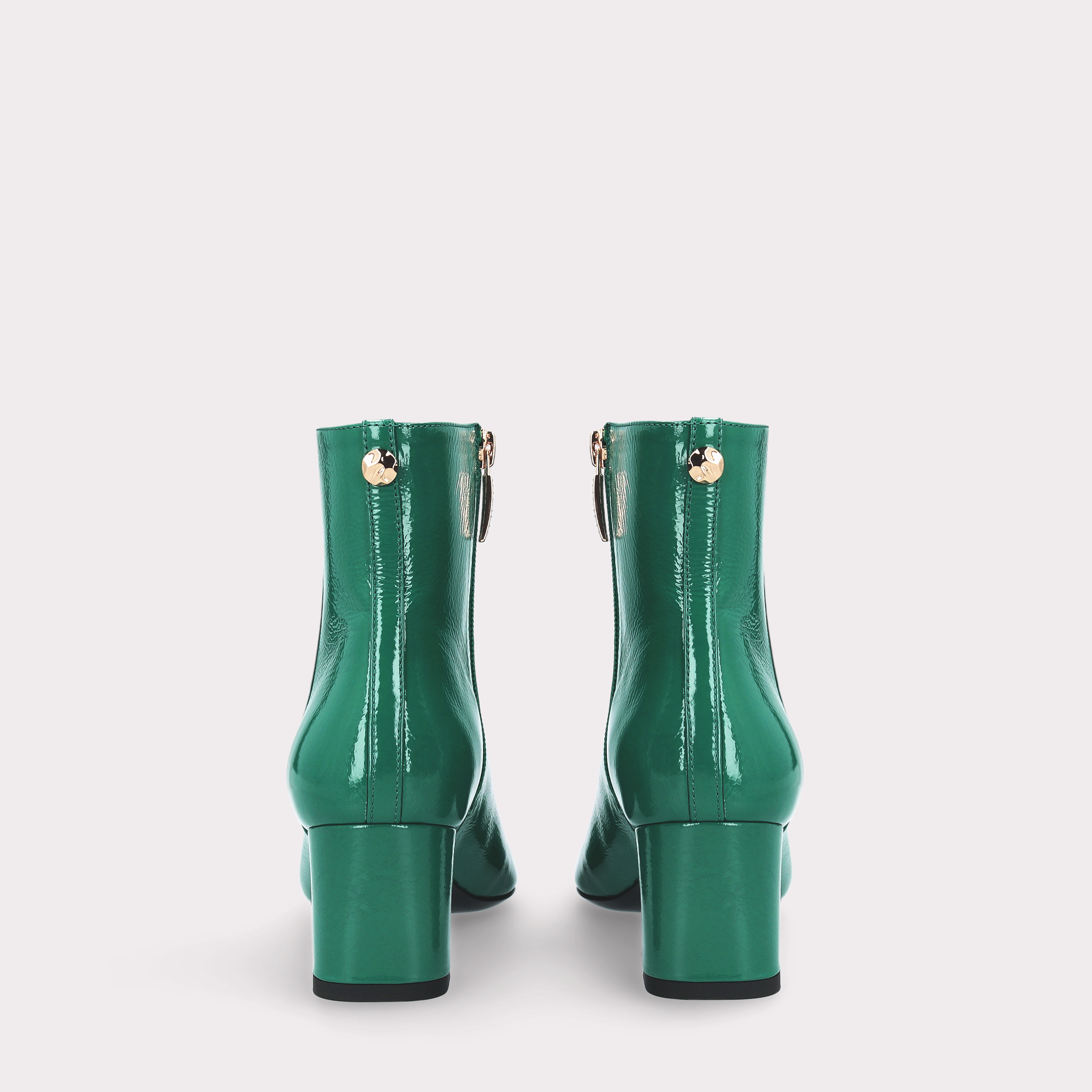 DEBBY ZIP 01 GREEN CRUSHED PATENT LEATHER ANKLE BOOTS