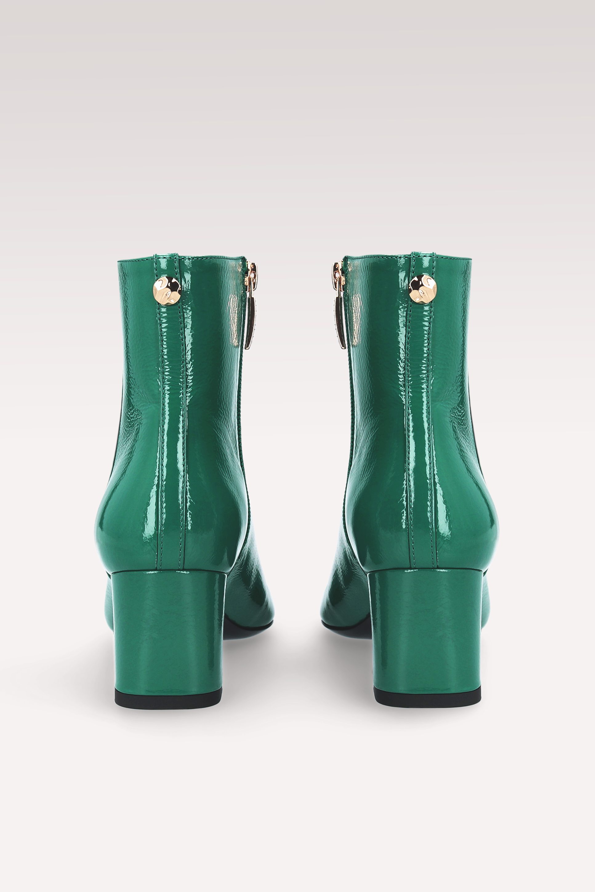 DELMA ZIP 02 GREEN CRUSHED PATENT LEATHER ANKLE BOOTS