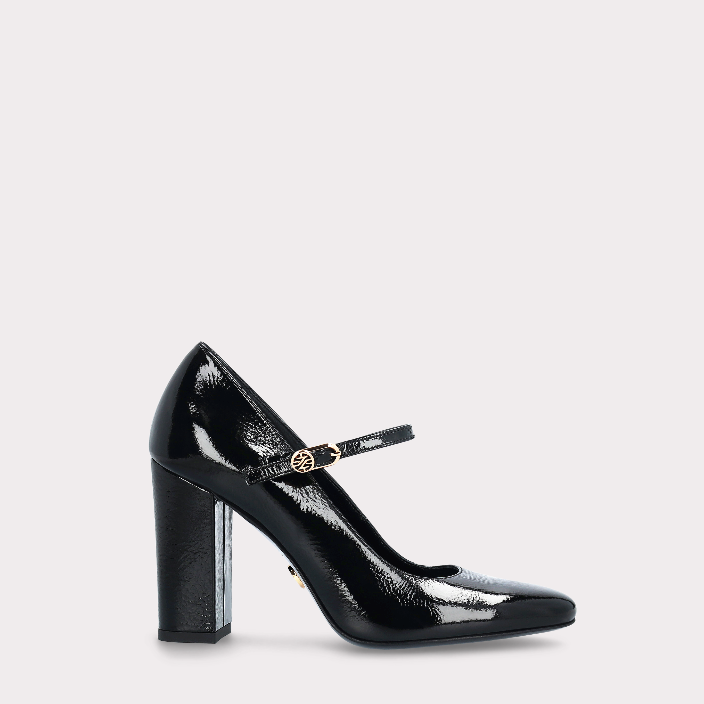DELMA BEBE 02 BLACK CRUSHED PATENT LEATHER PUMPS