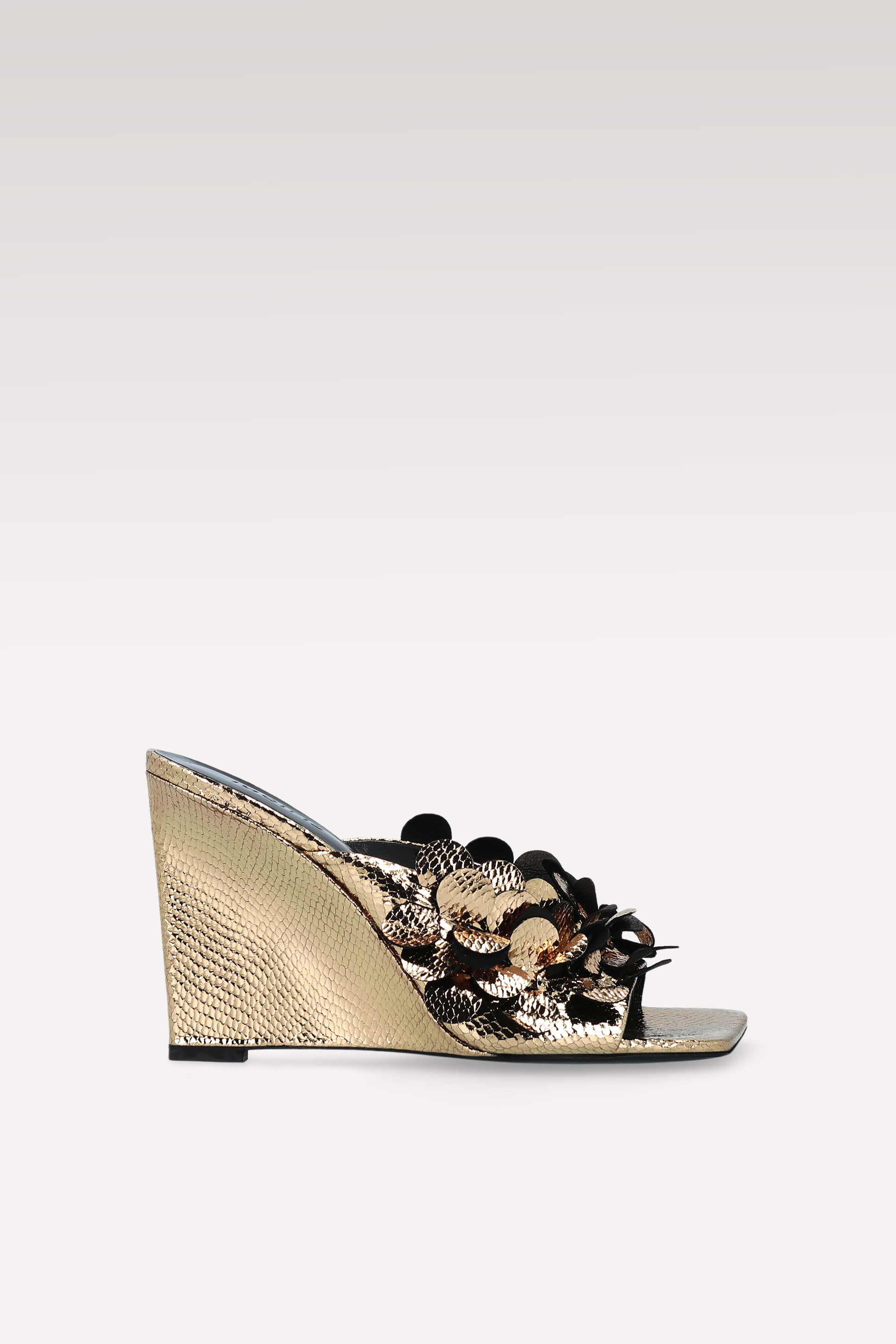 ZILLY 01 MINI VIPER MIRROR GOLD LEATHER MULES