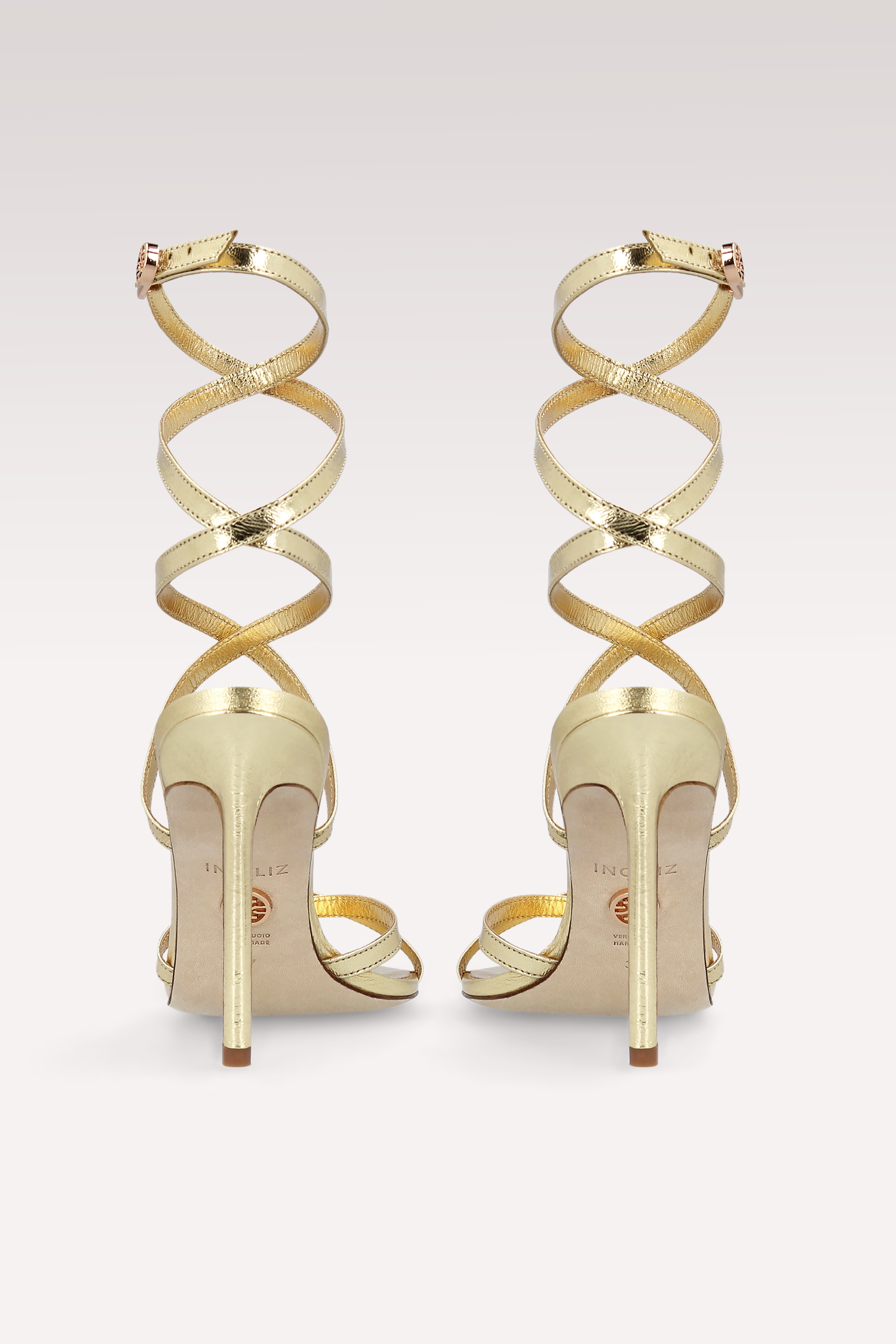 ATHENA 01 GOLD METALLIC LEATHER SANDALS