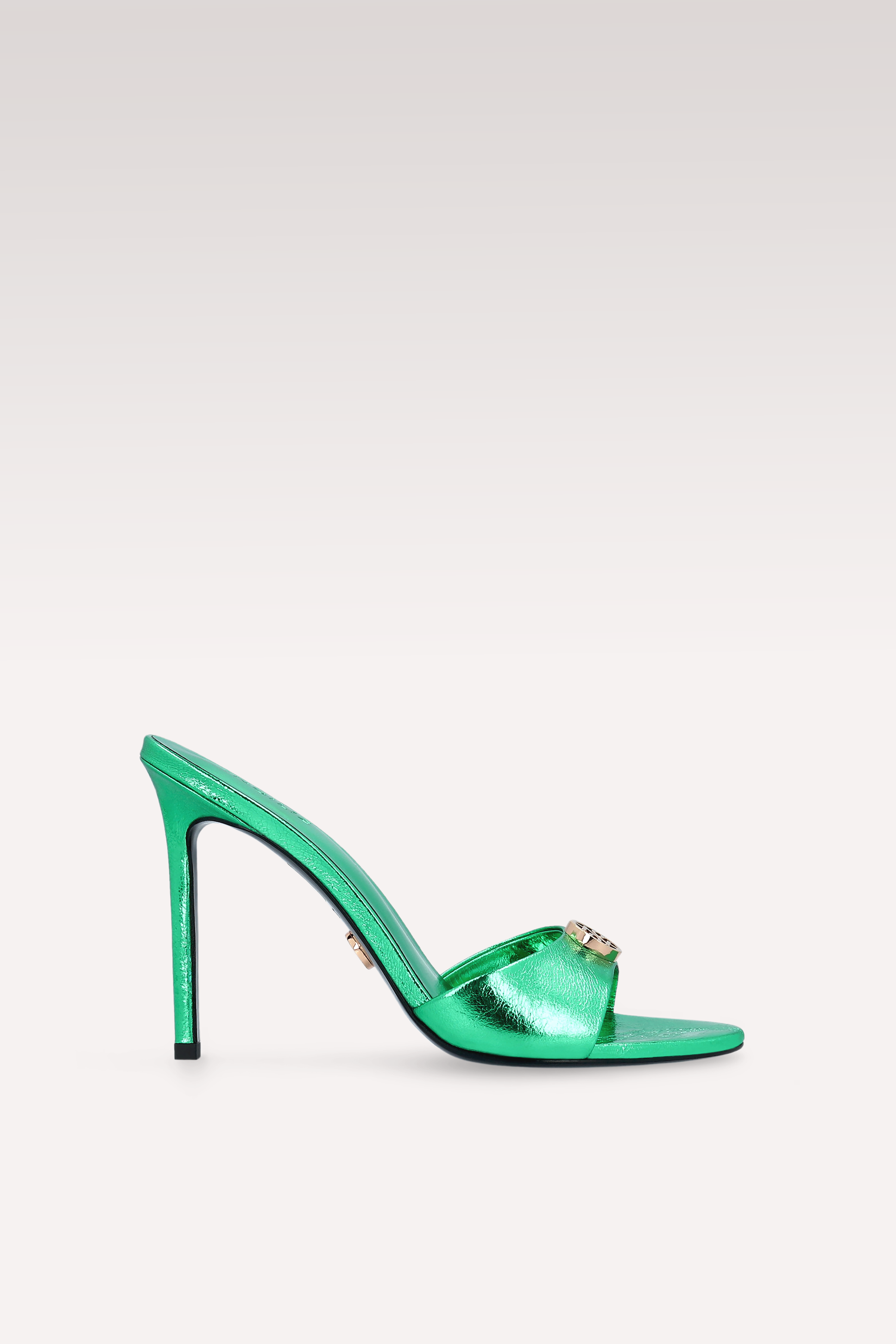 ATHENA 02 CLOVER GREEN METALLIC LEATHER MULES