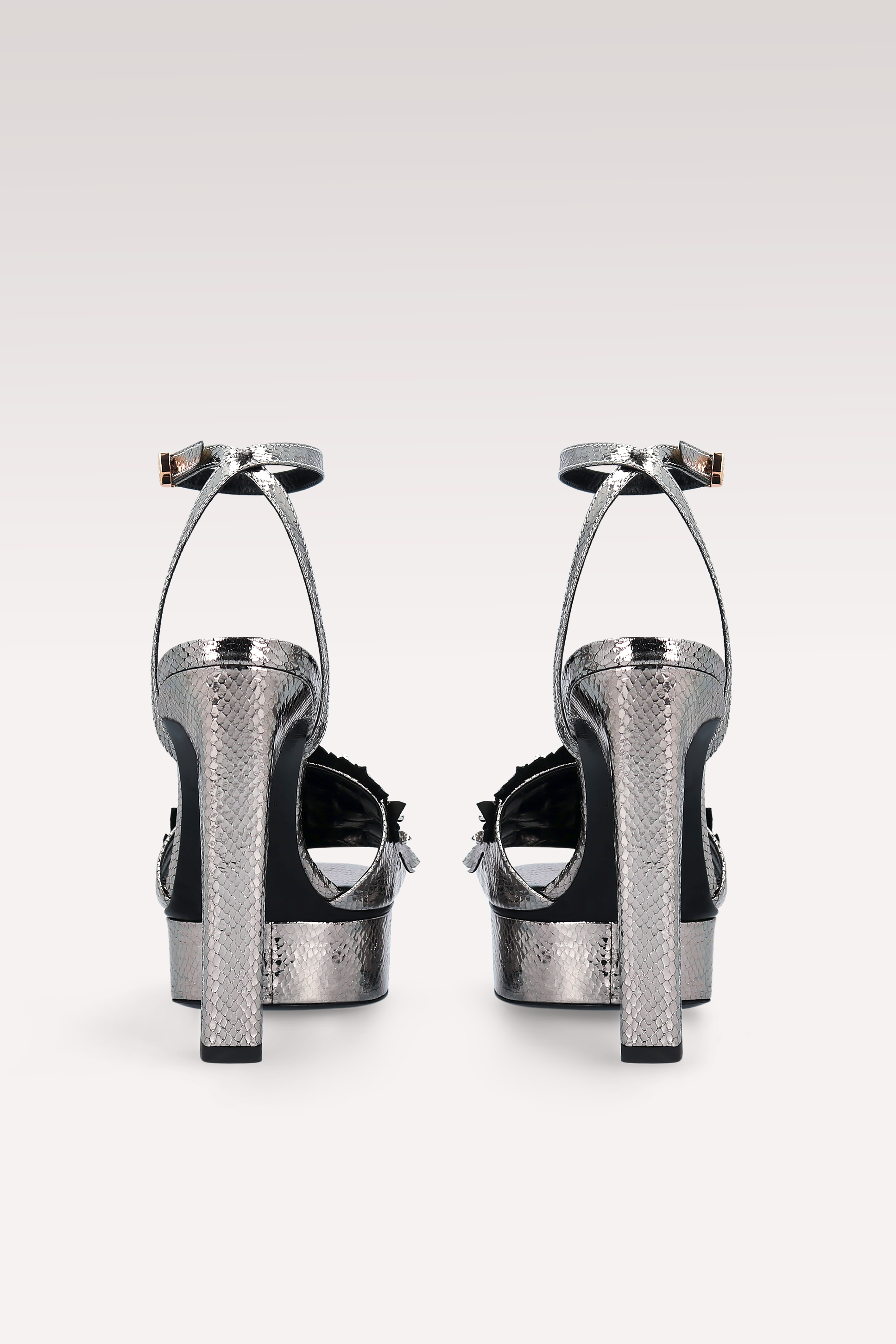 PATTY 02 VIPER MIRROR DARK SILVER LEATHER SANDALS