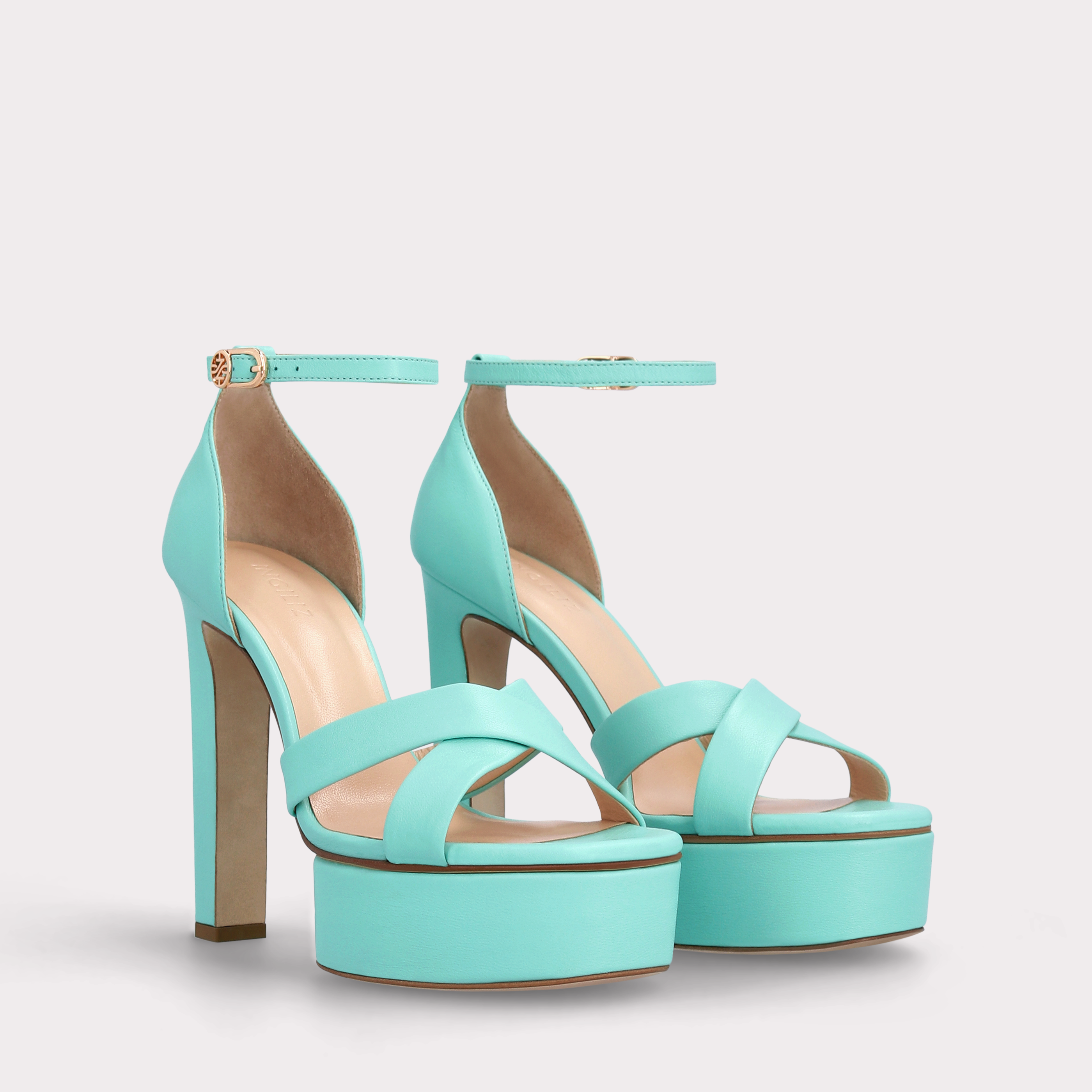 PATTY 03 ICE GREEN  LEATHER SANDALS