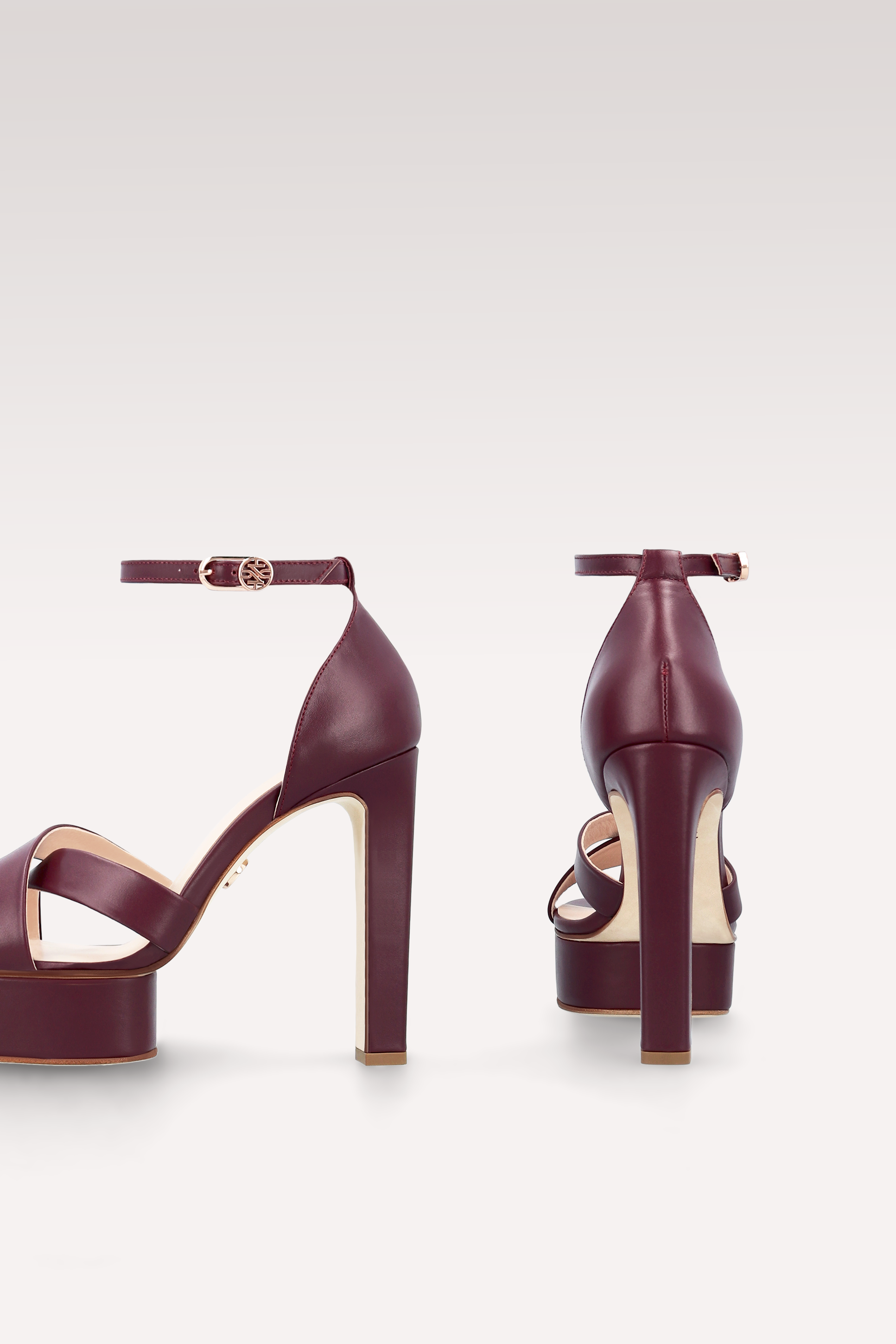 PATTY BORDEAUX LEATHER PLATFORM SANDALS