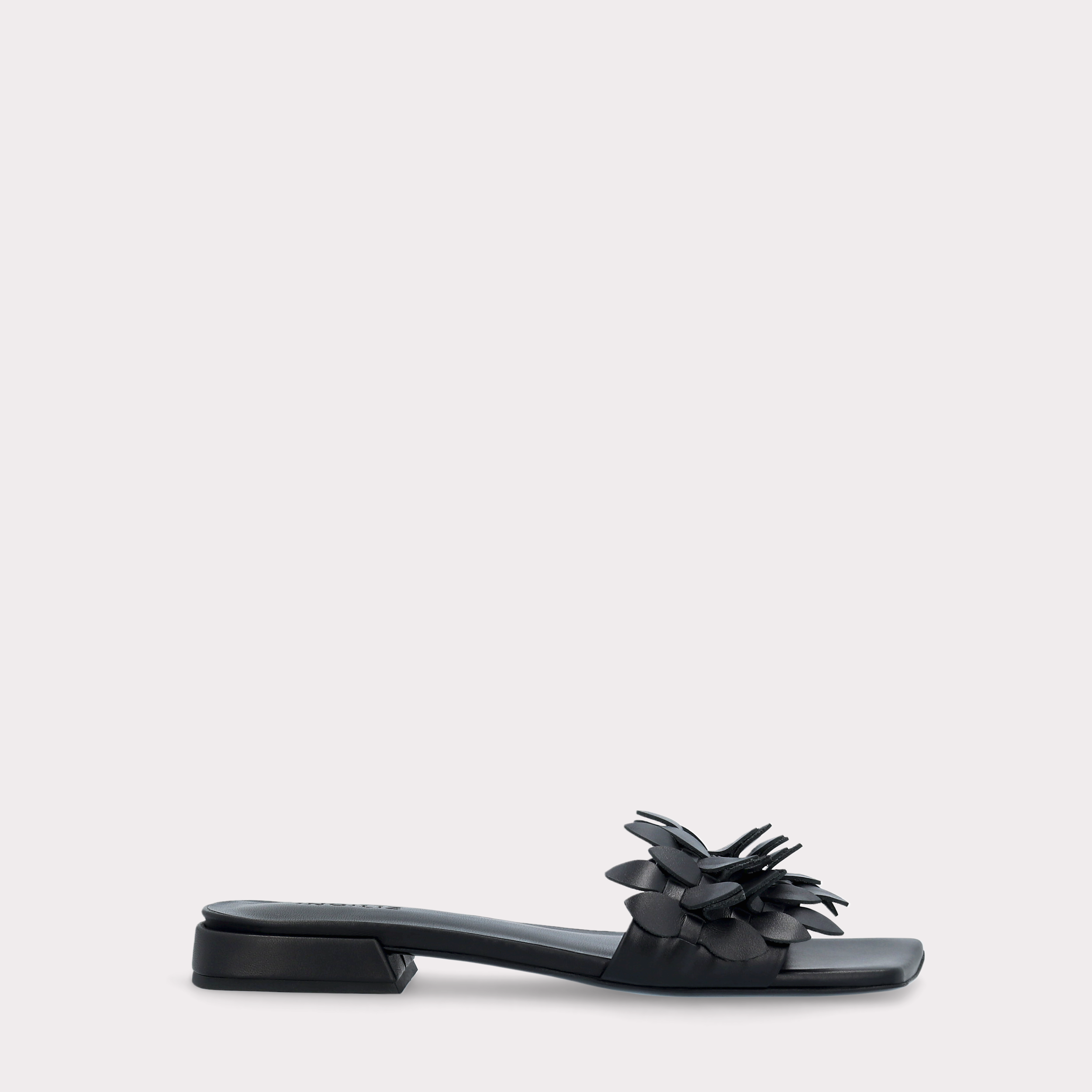 POLLY 01 BLACK LEATHER MULES