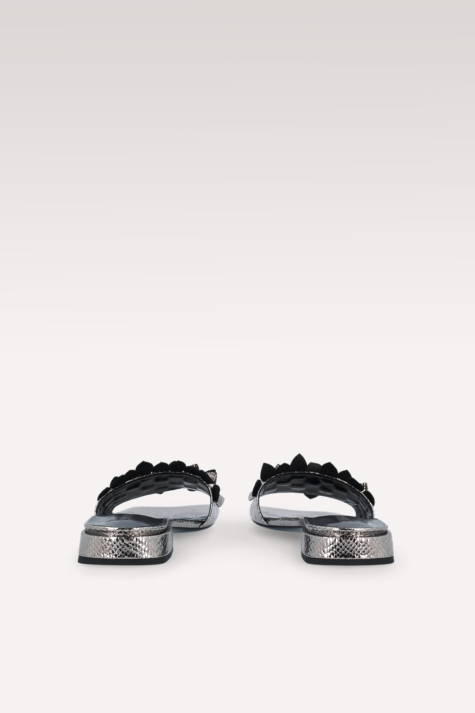 POLLY 01 MINI VIPER MIRROR MULES IN PELLE ARGENTO SCURO