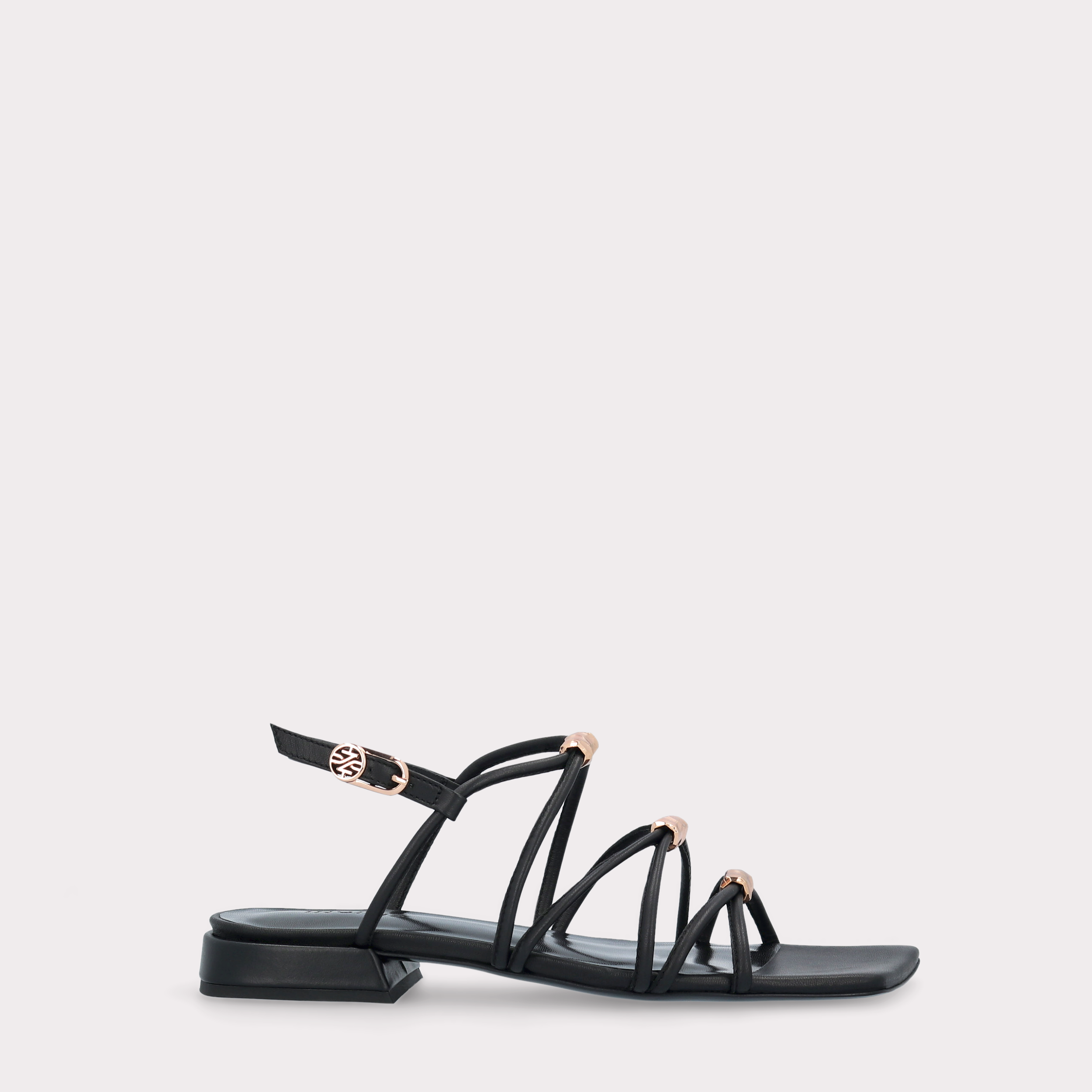 POLLY 04 BLACK LEATHER SANDALS