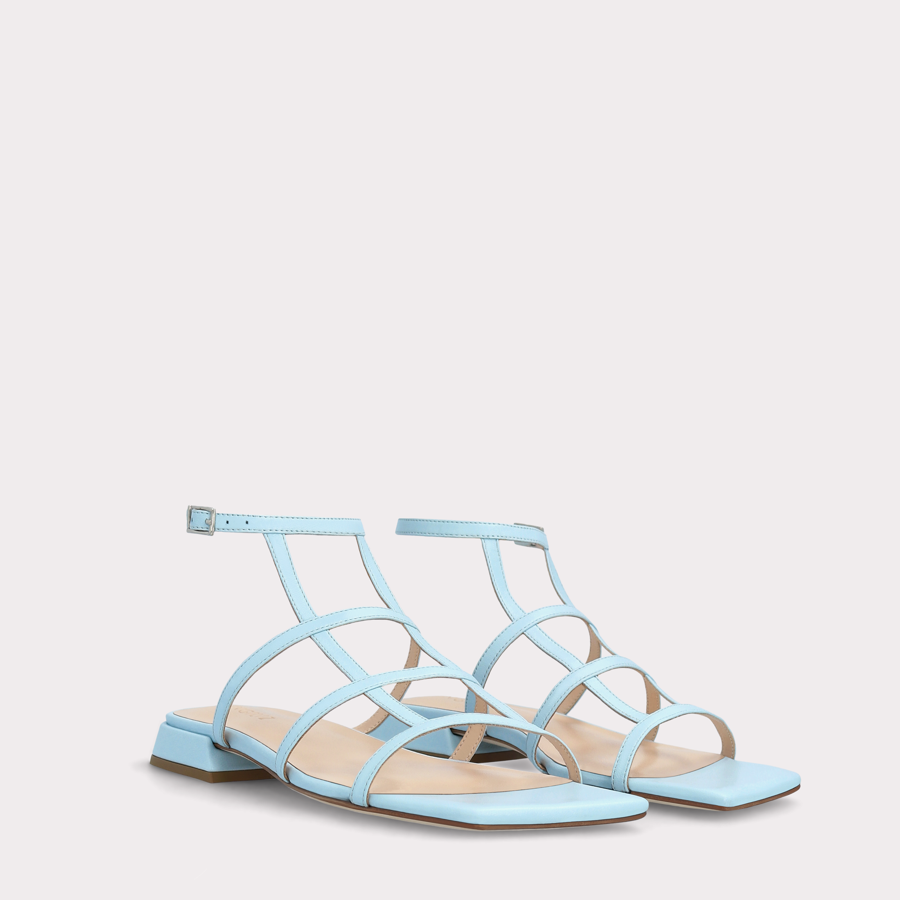 LYLA SKY BLUE LEATHER SANDALS