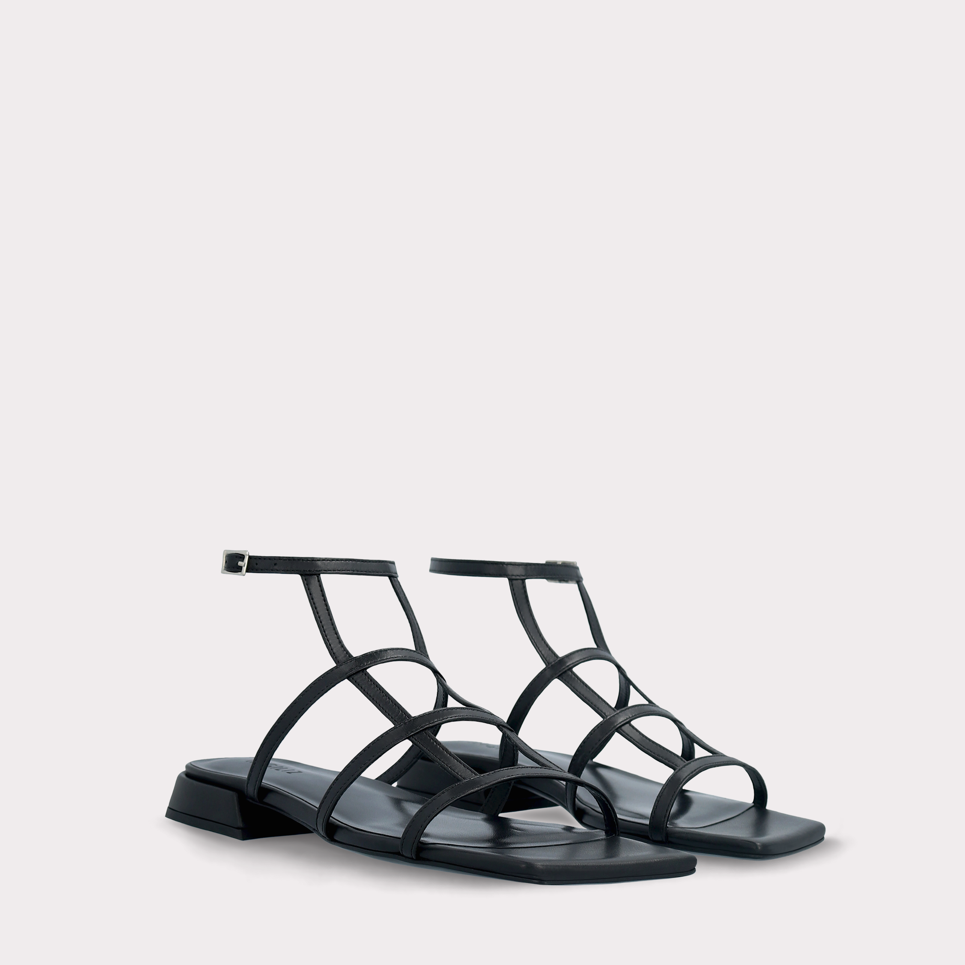 LYLA BLACK LEATHER SANDALS