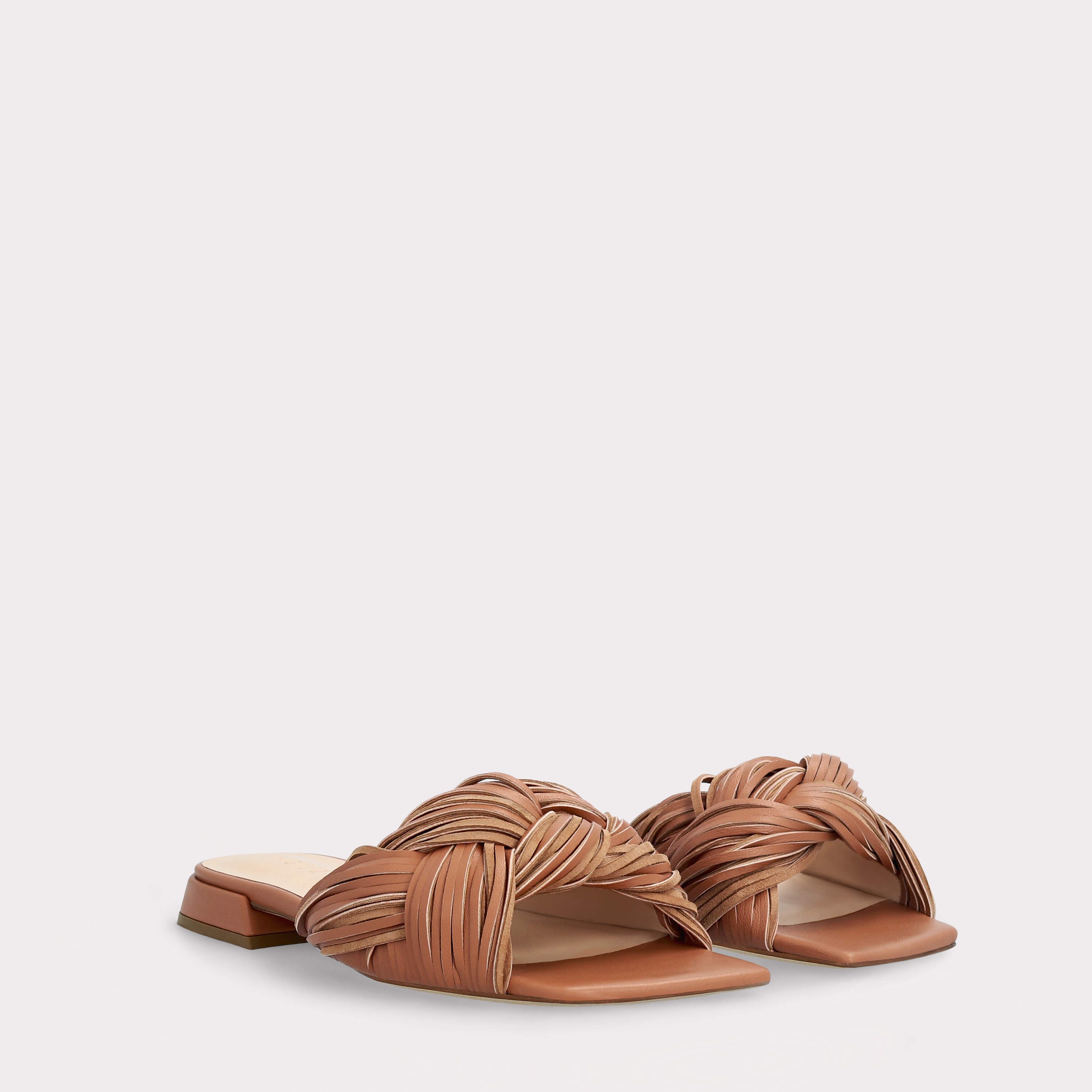 LEXI BROWN LEATHER AND SUEDE MULES