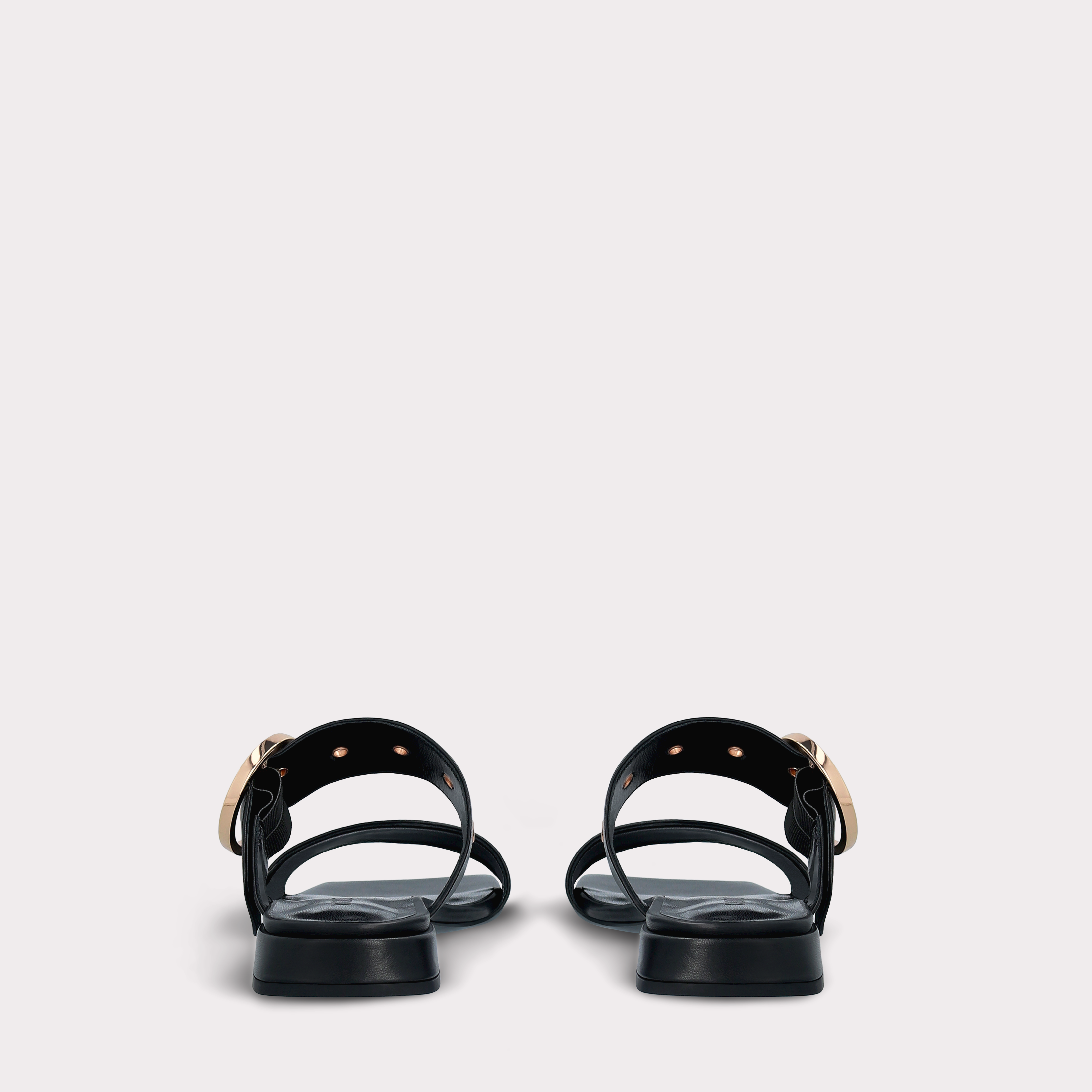 LUNA BLACK LEATHER MULES