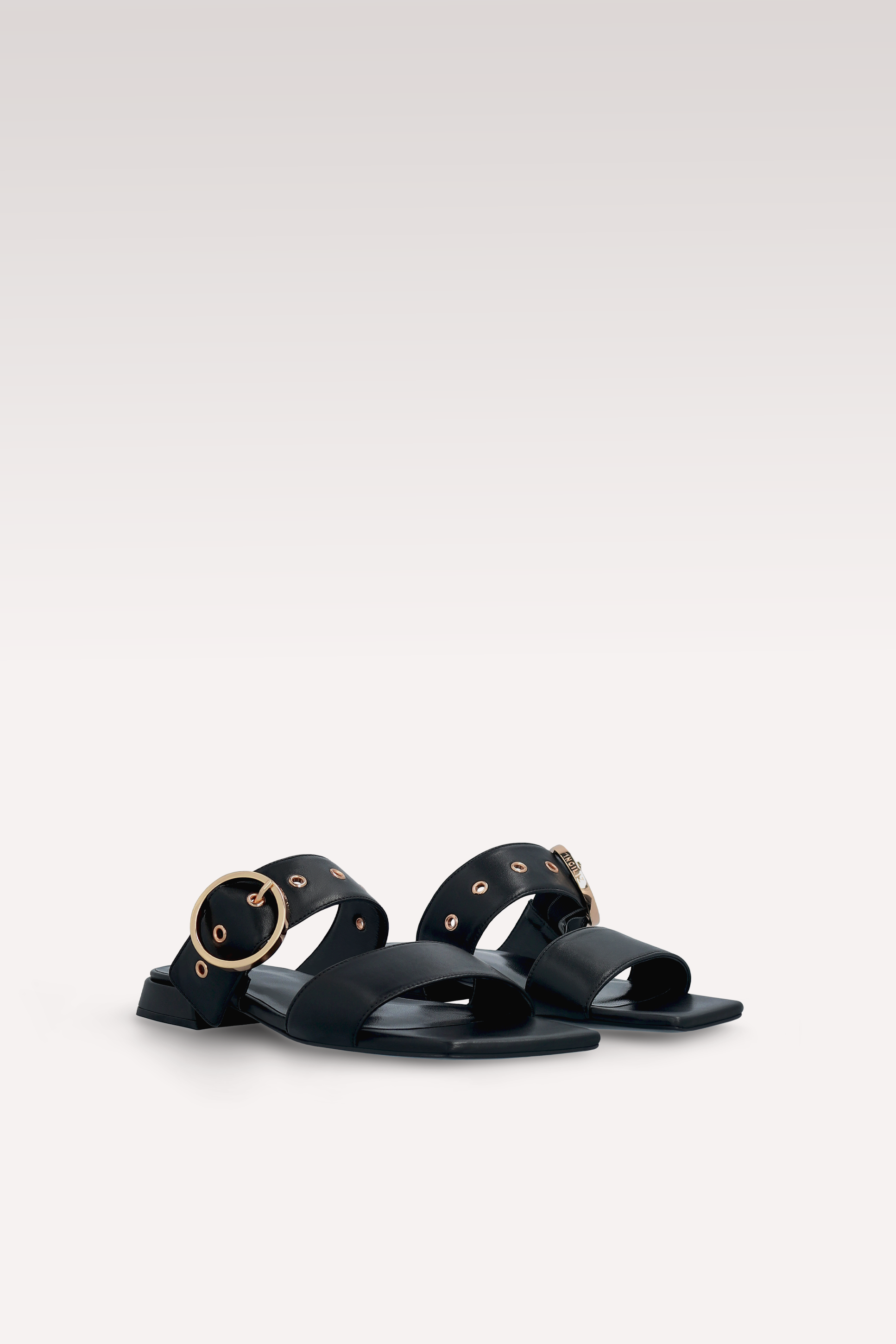 LUNA BLACK LEATHER MULES