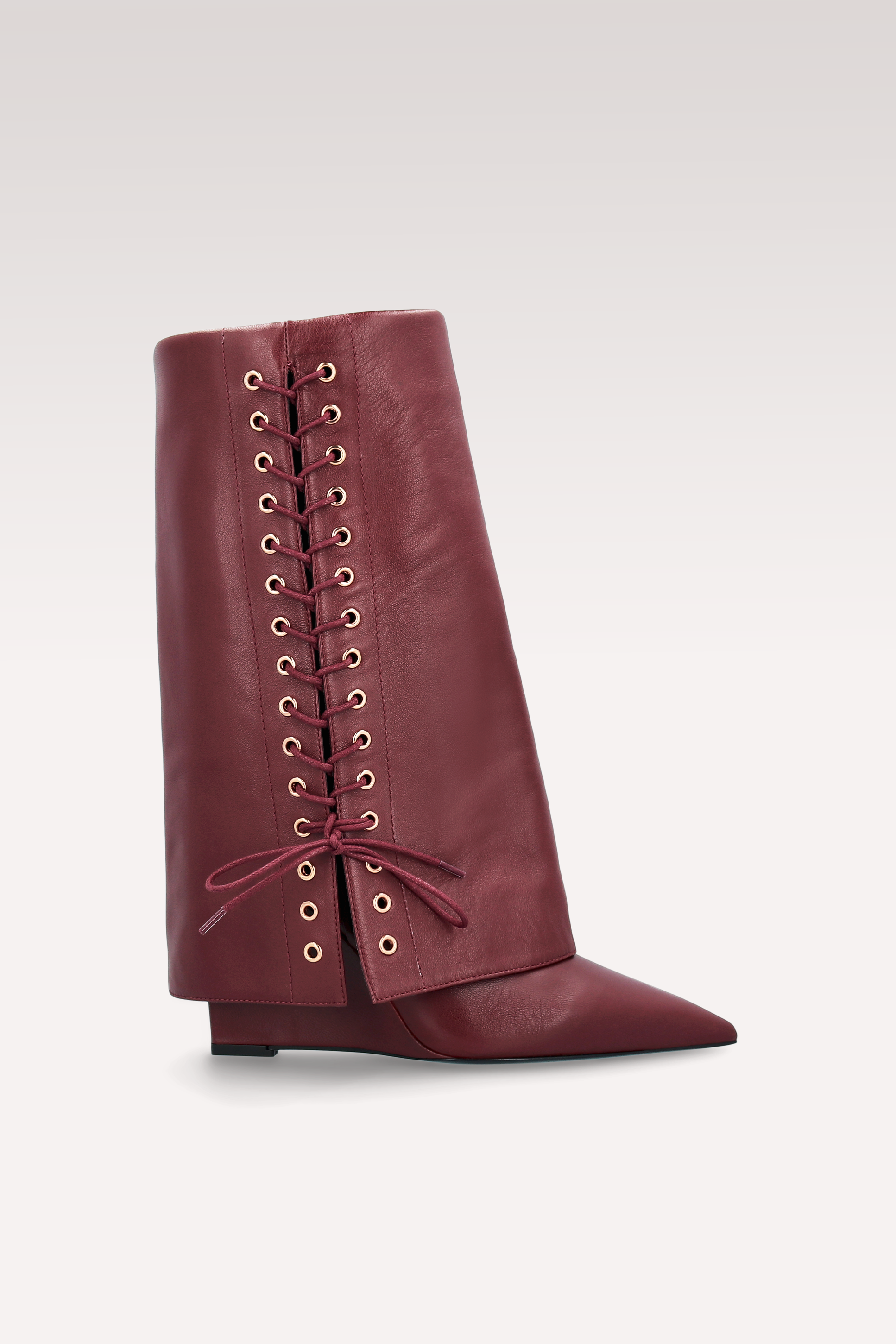 ZEUDI 03 BURGUNDY SMOOTH LEATHER EDGE HEEL  BOOTS