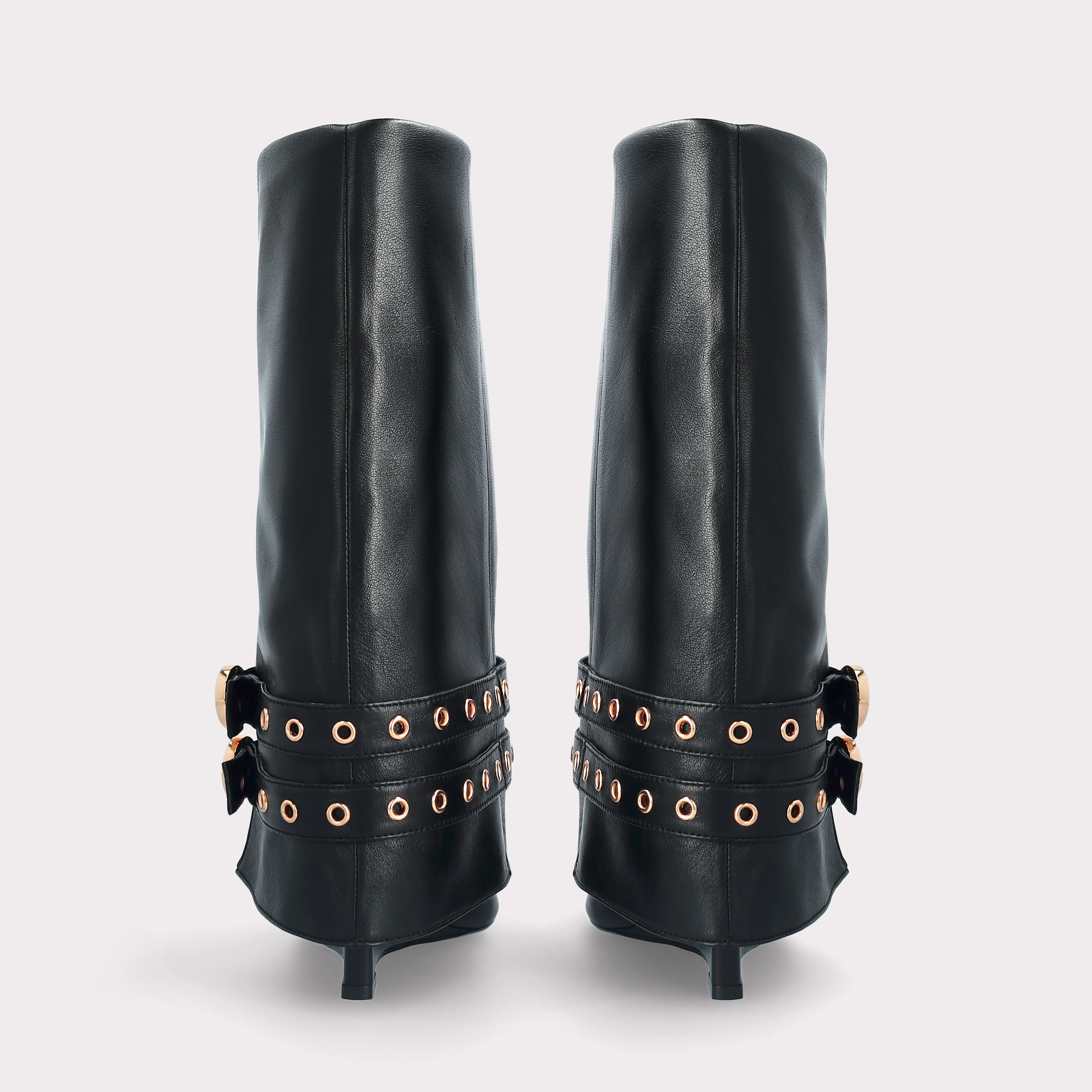 ZEUDI 04 BLACK SMOOTH LEATHER EDGE HEEL BOOTS