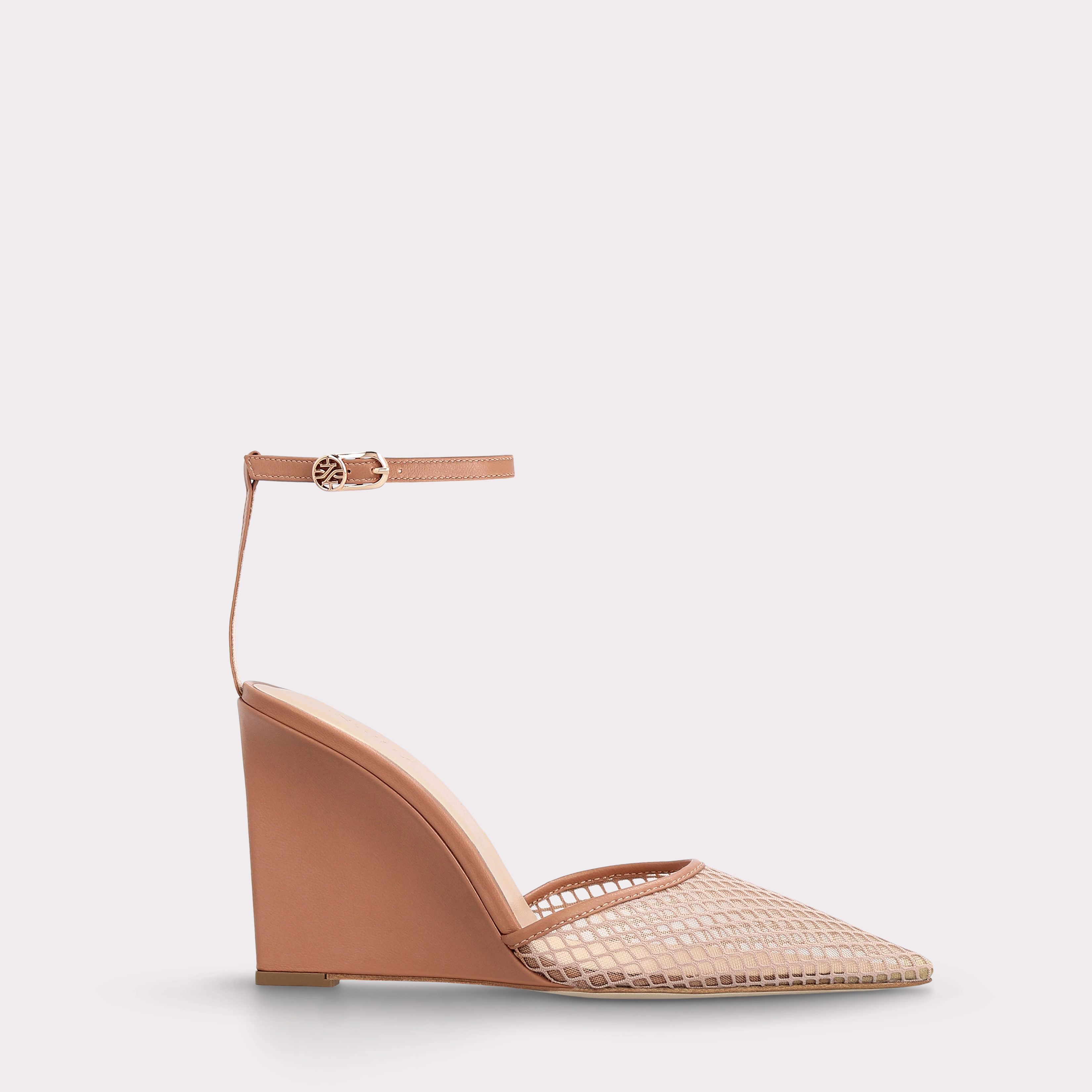 MONET BROWN LEATHER AND MESH SANDALS