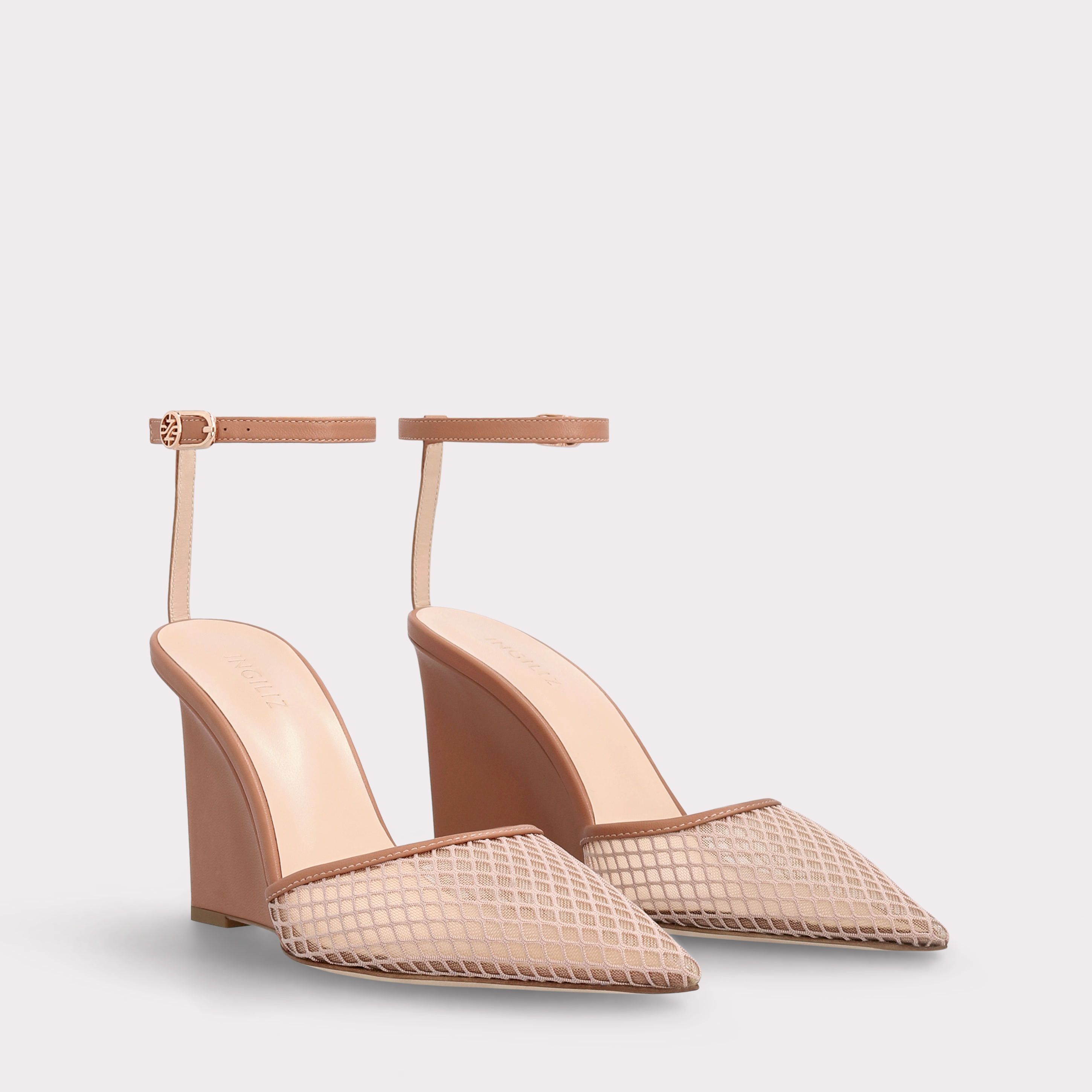 MONET BROWN LEATHER AND MESH SANDALS