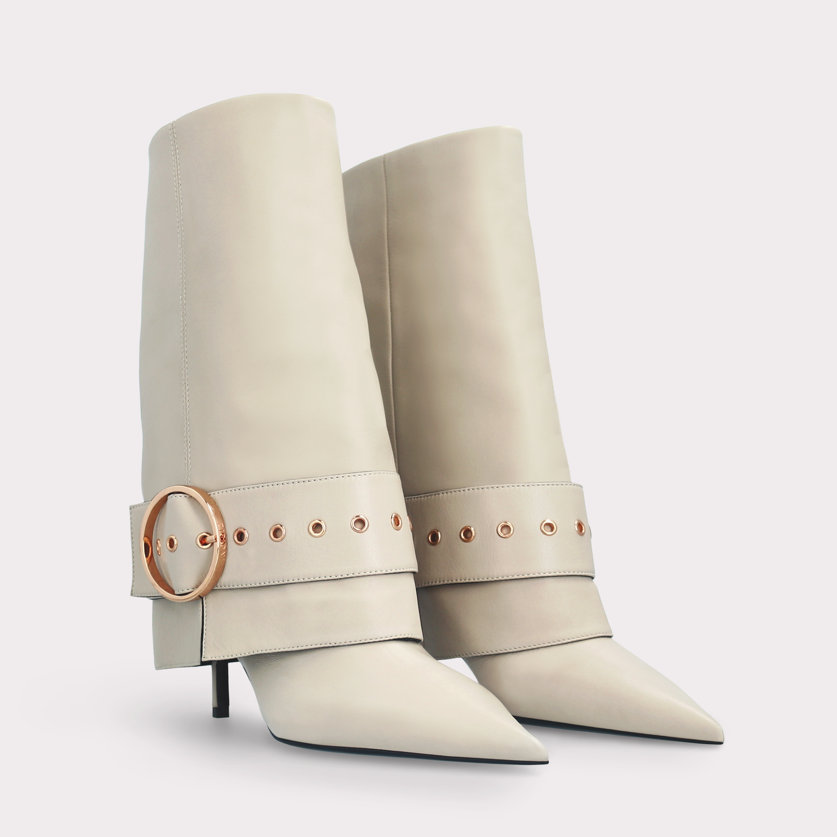 MIA 06 BEIGE SMOOTH LEATHER  BOOTS