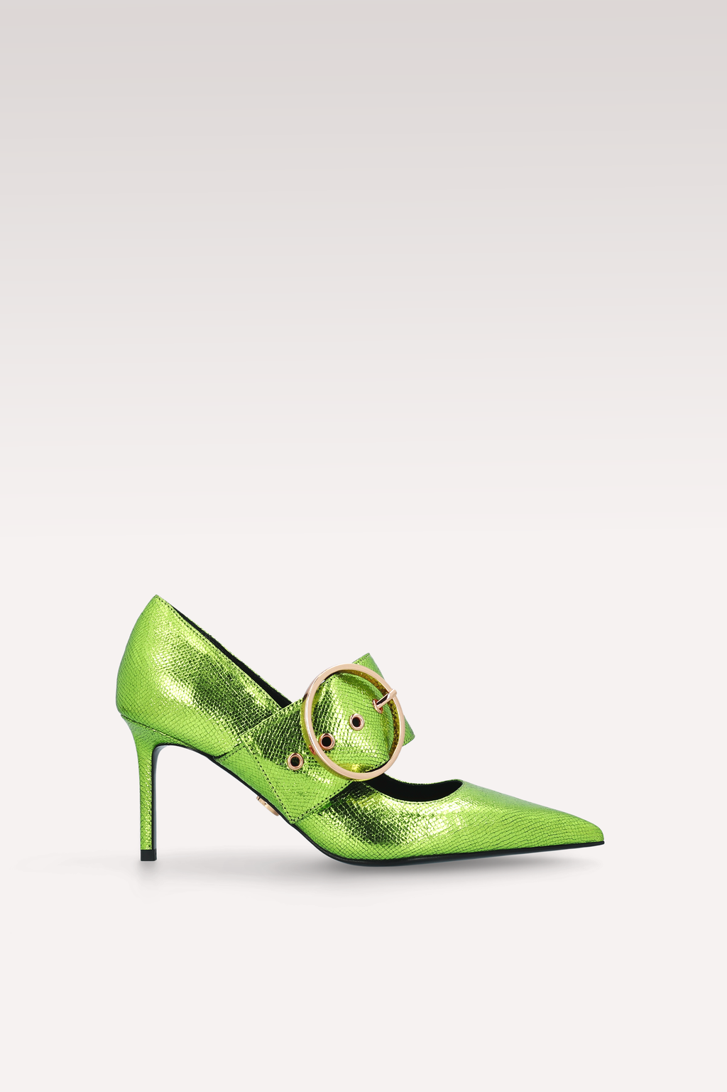 MIA 05 LIME COLOR CRASH VIPER MIRROR EMBOSSED LEATHER PUMPS