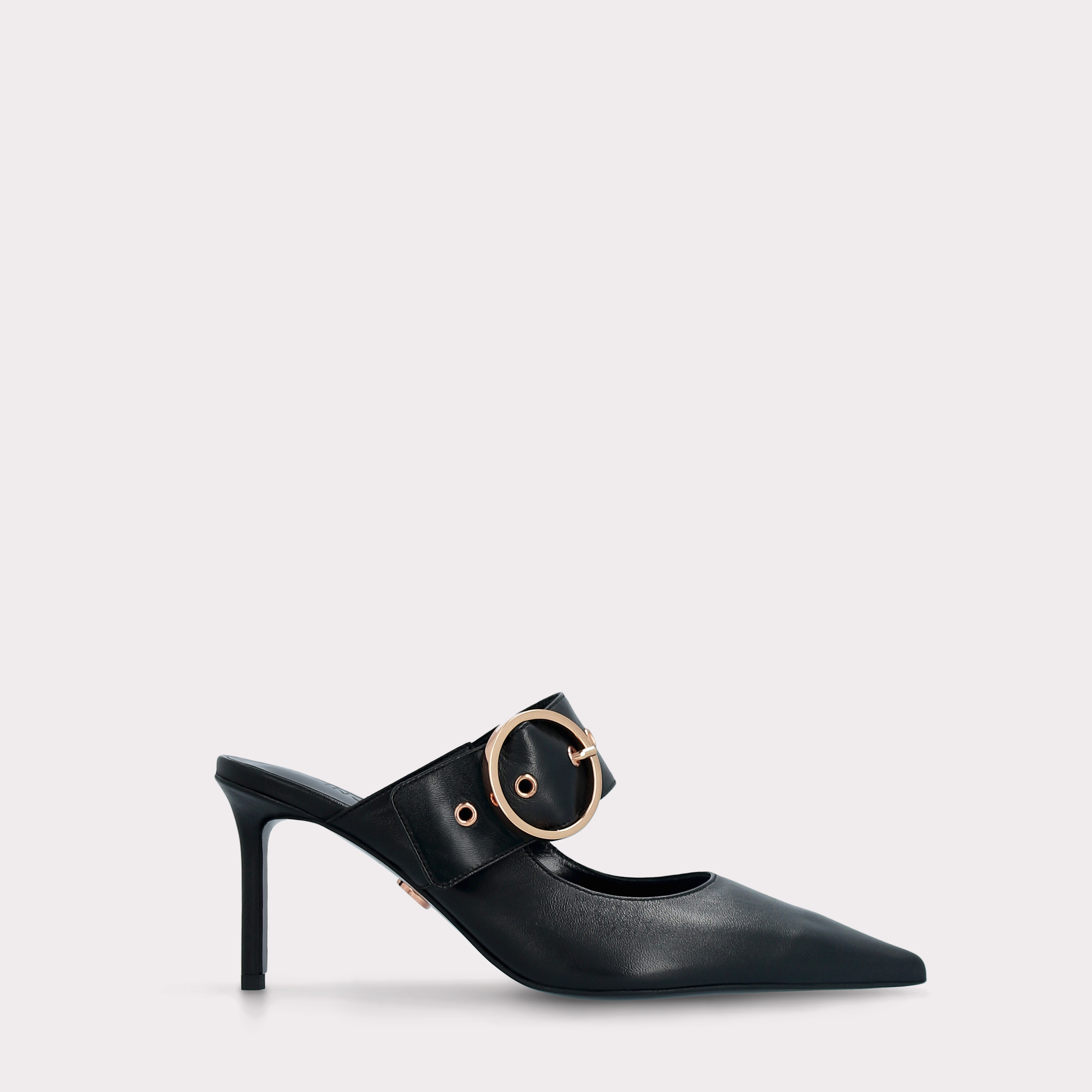 SUZANA BLACK LEATHER MULES