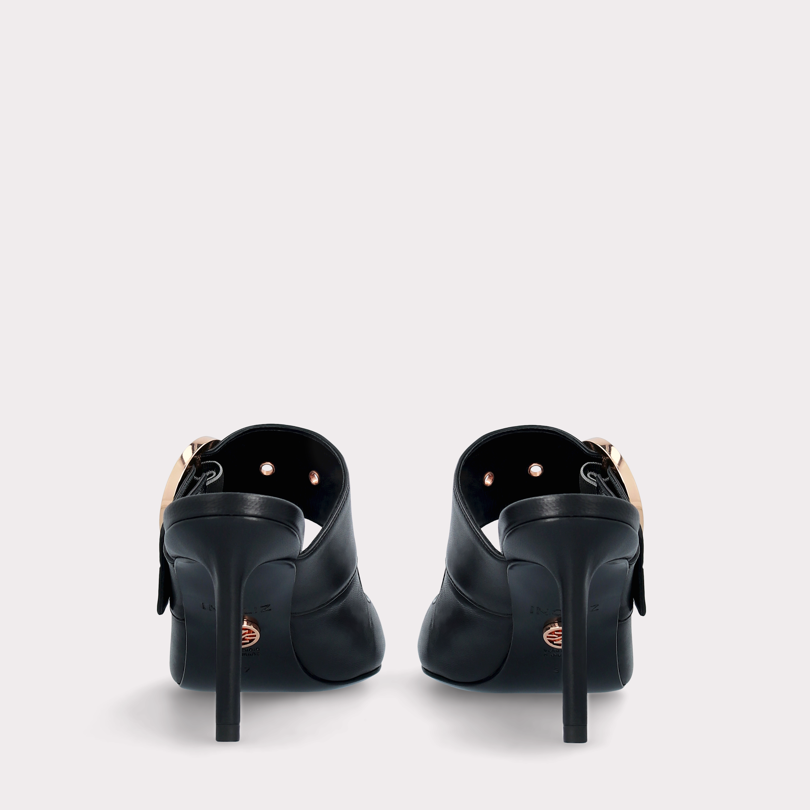 SUZANA BLACK LEATHER MULES