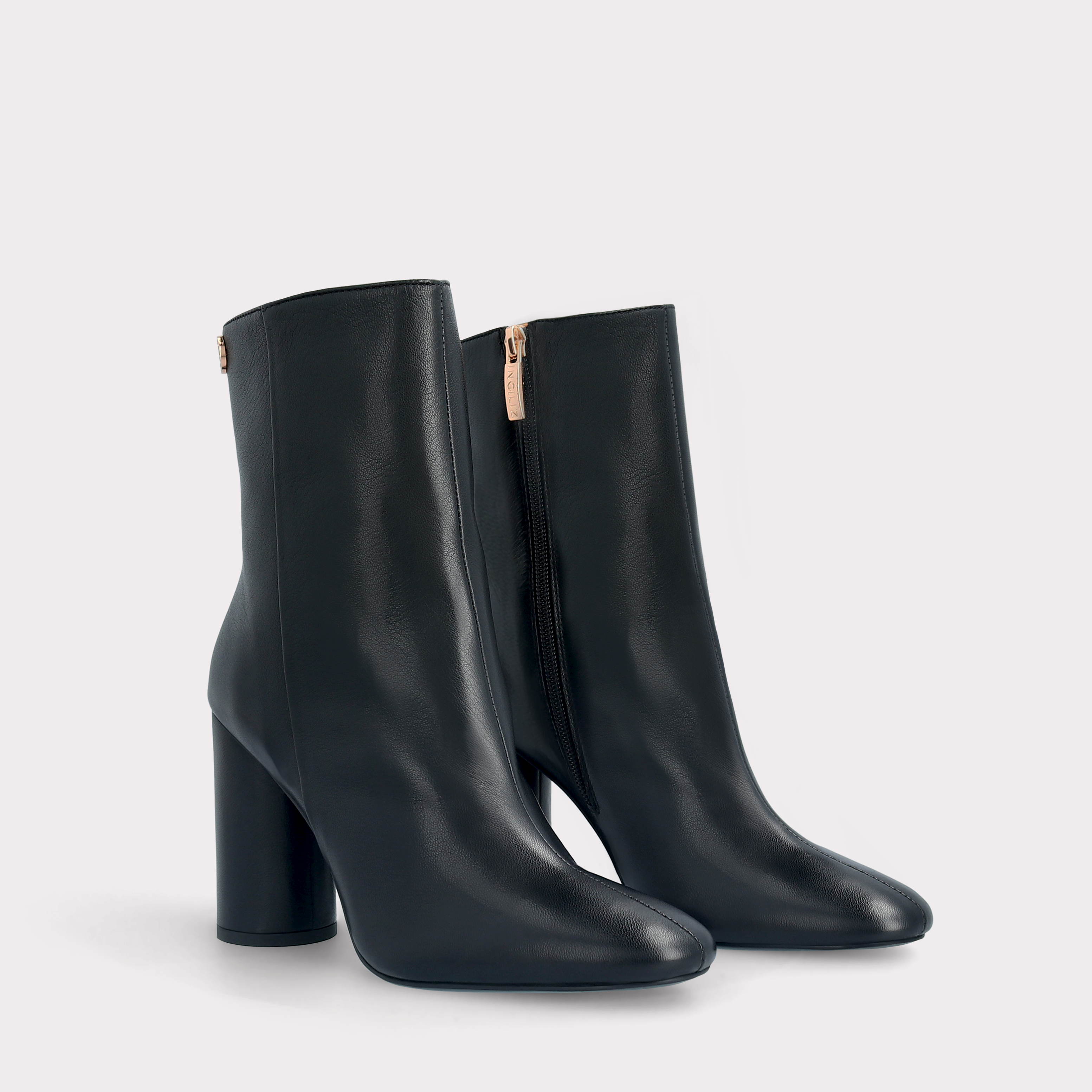 DAFNE 02 BLACK SMOOTH LEATHER ANKLE BOOTS