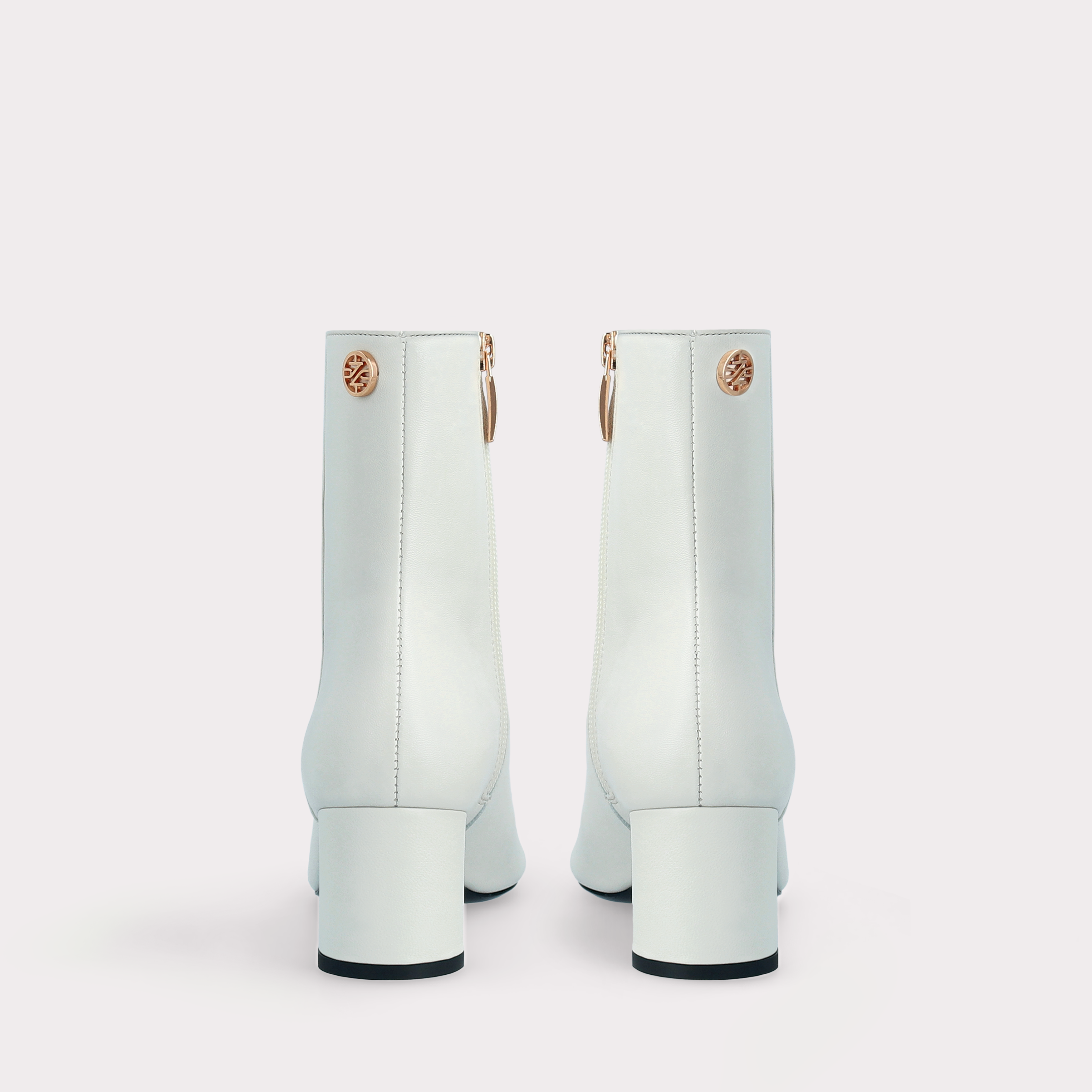 DENISE 02 WHITE SMOOTH LEATHER ANKLE BOOTS