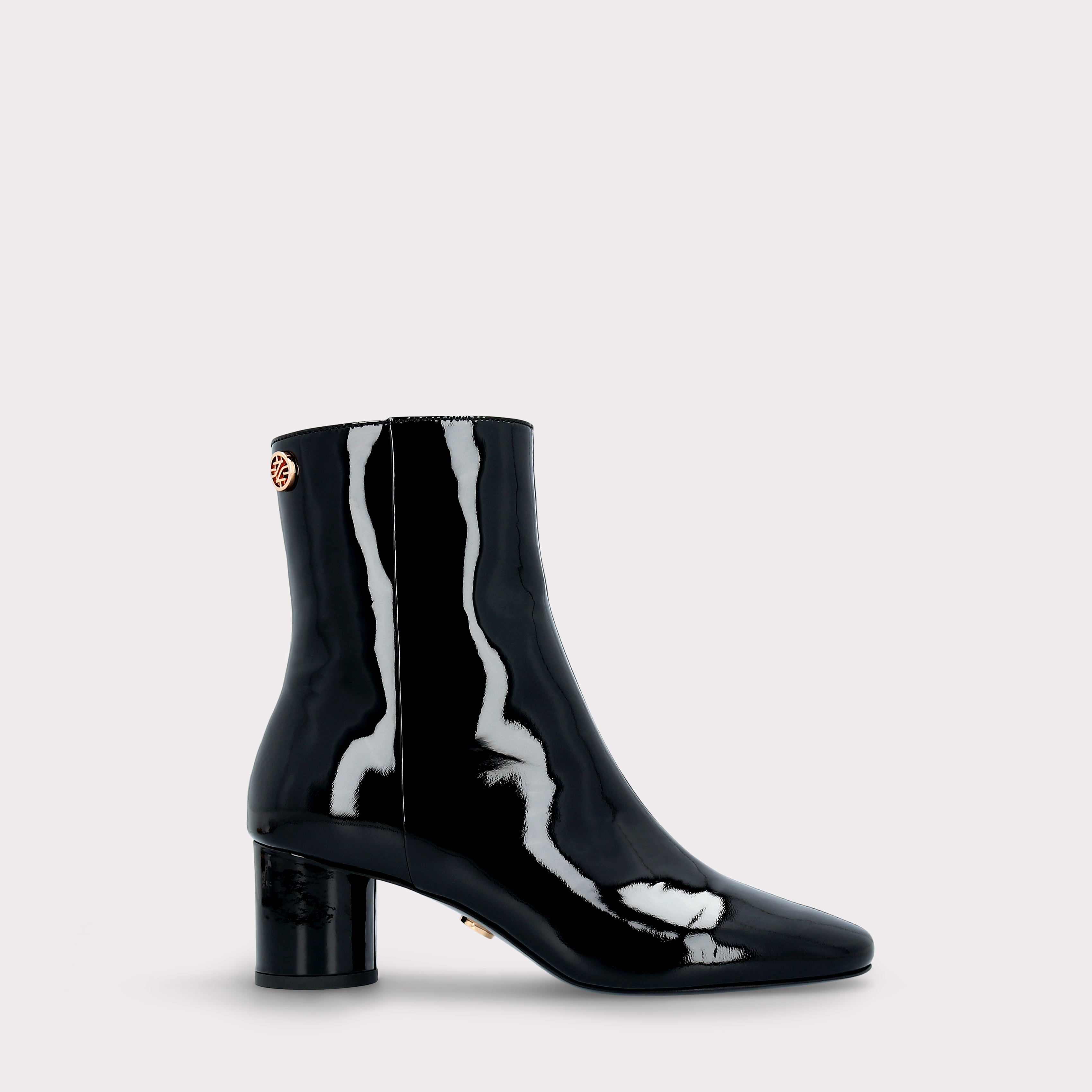 DENISE 02 BLACK PATENT LEATHER ANKLE BOOTS