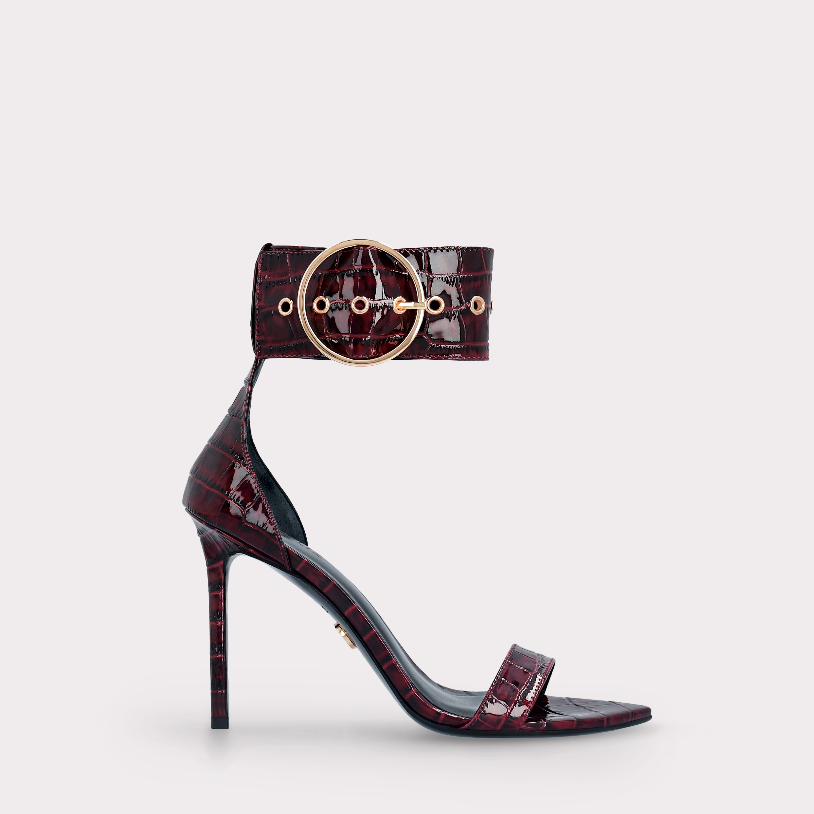 ADELE 01 BORDEAUX PATENT CROCO EMBOSSED LEATHER SANDALS