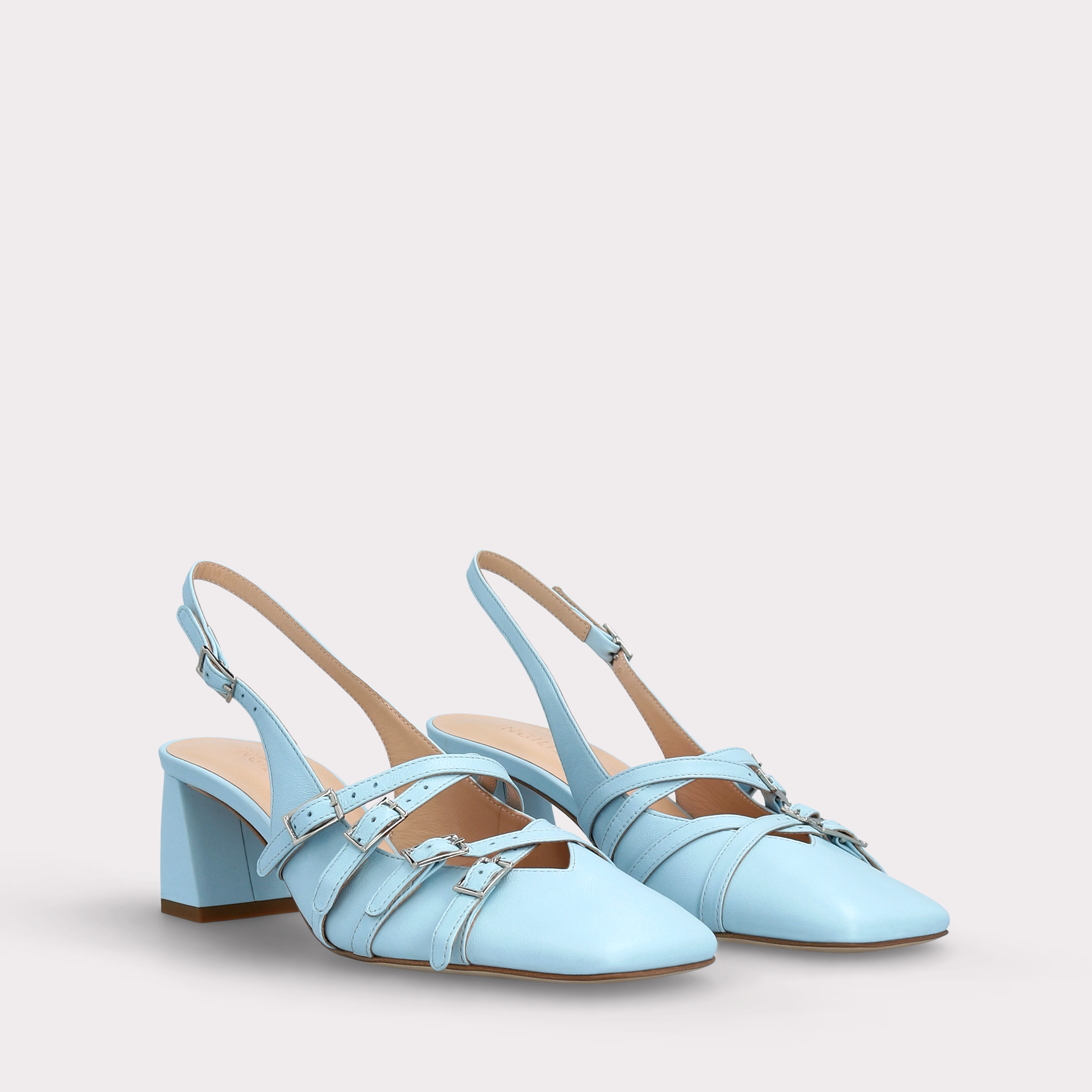 GEORGIA SKY BLUE LEATHER SLINGBACK