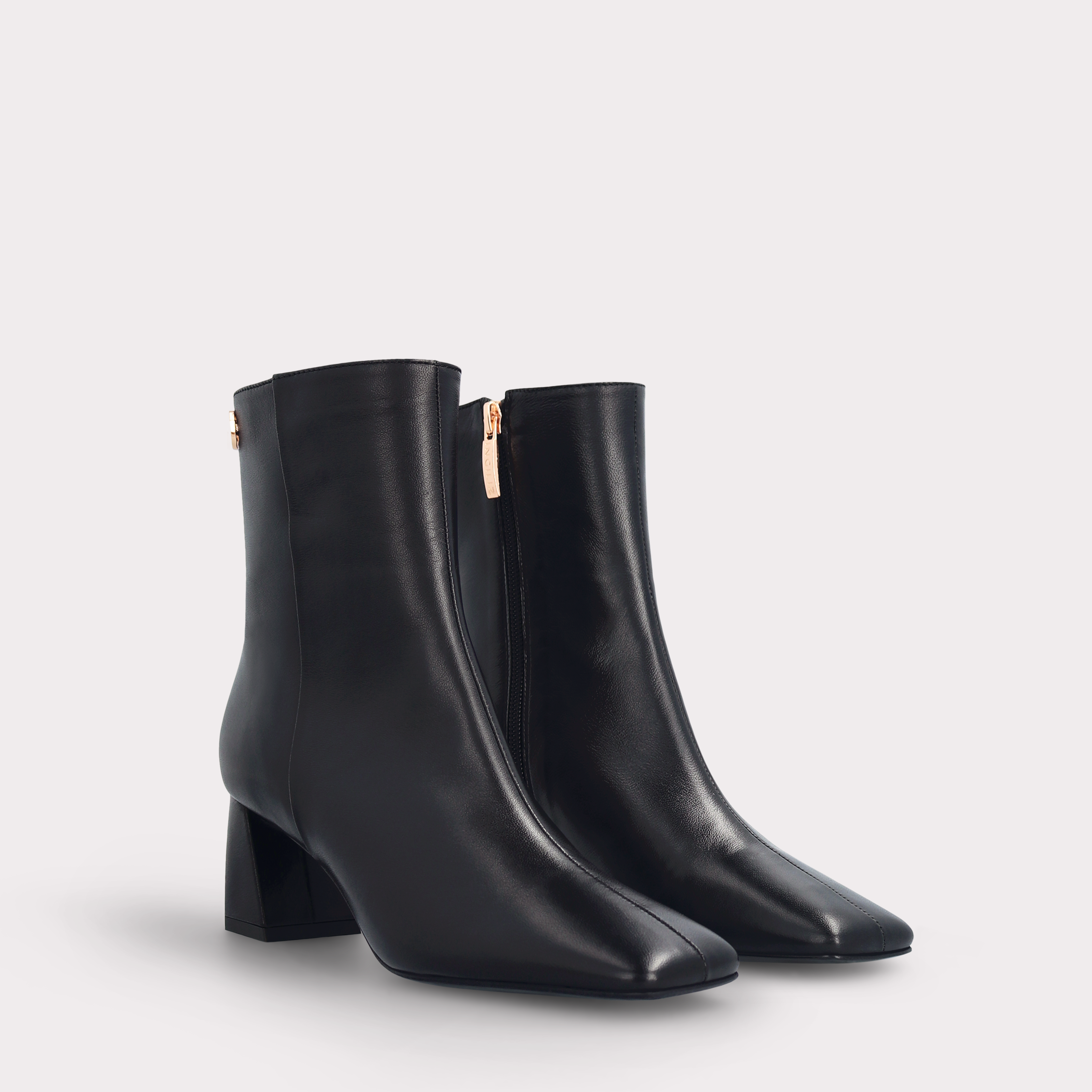 GENNY 02 BLACK SMOOTH LEATHER ANKLE BOOTS