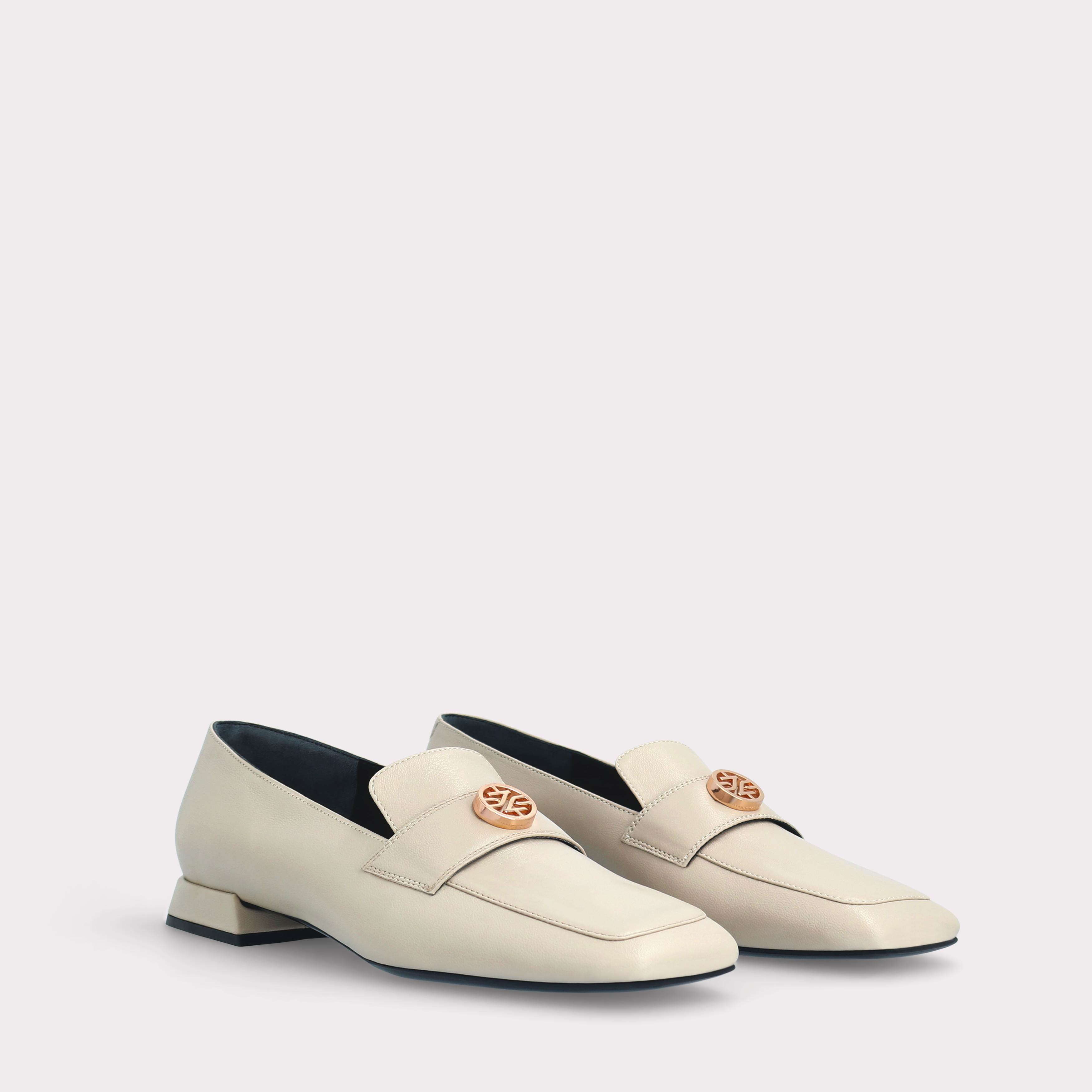 GILLY 03 BEIGE SMOOTH LEATHER LOAFERS