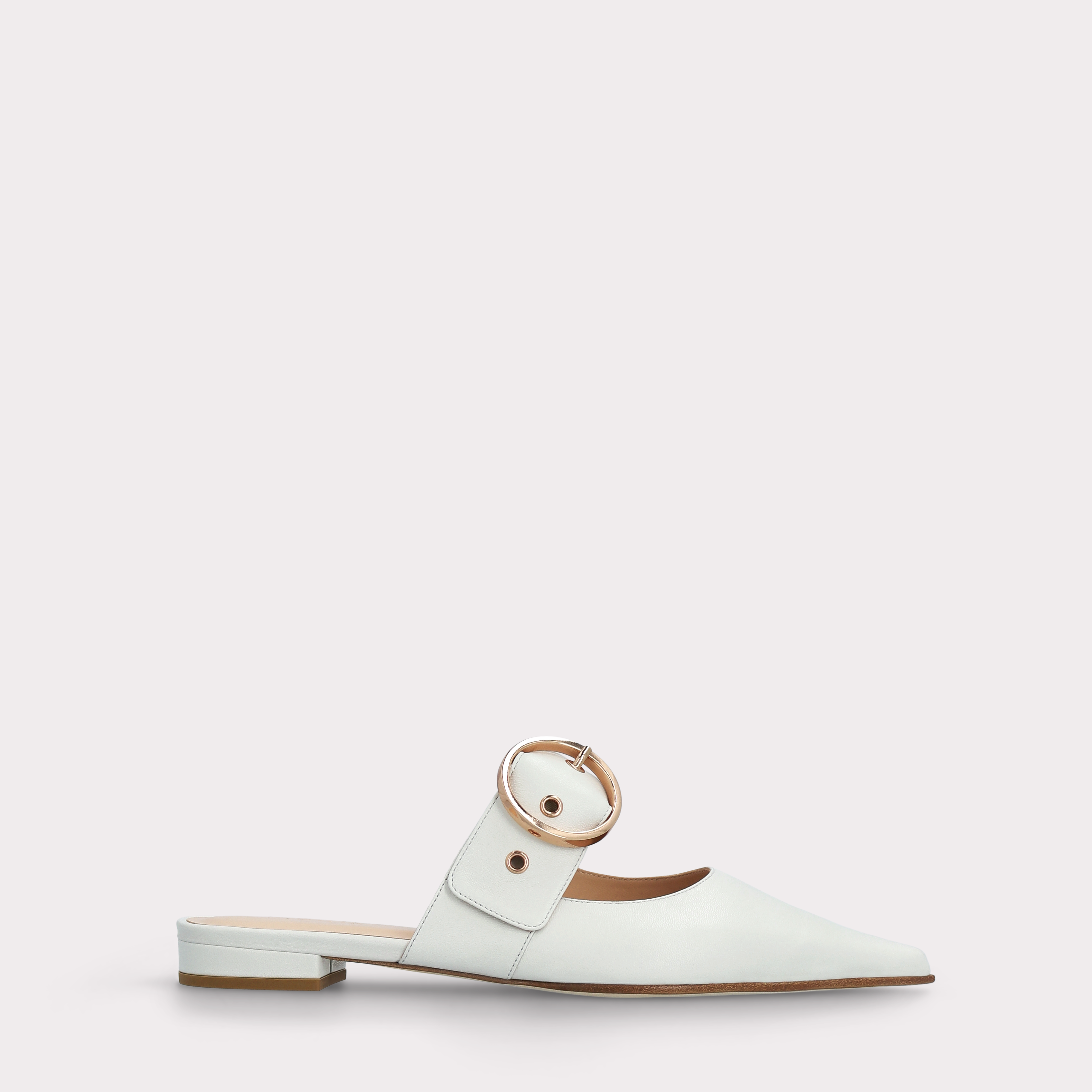 MAISIE WHITE LEATHER MULES