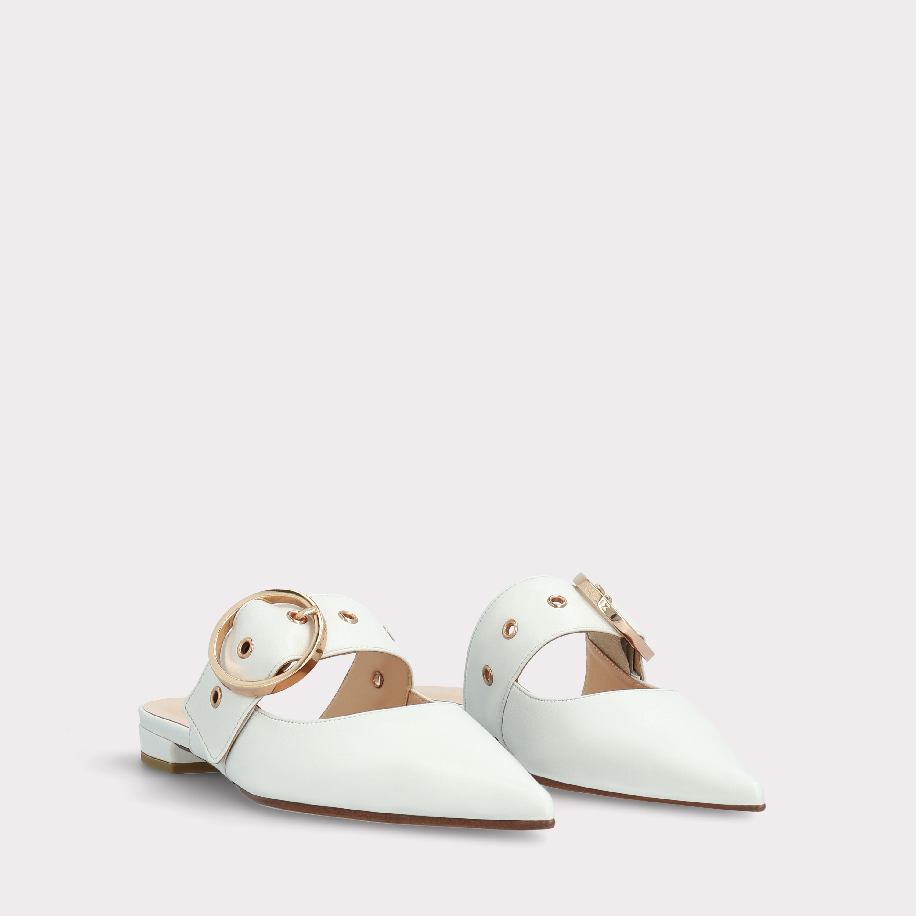 MAISIE WHITE LEATHER MULES