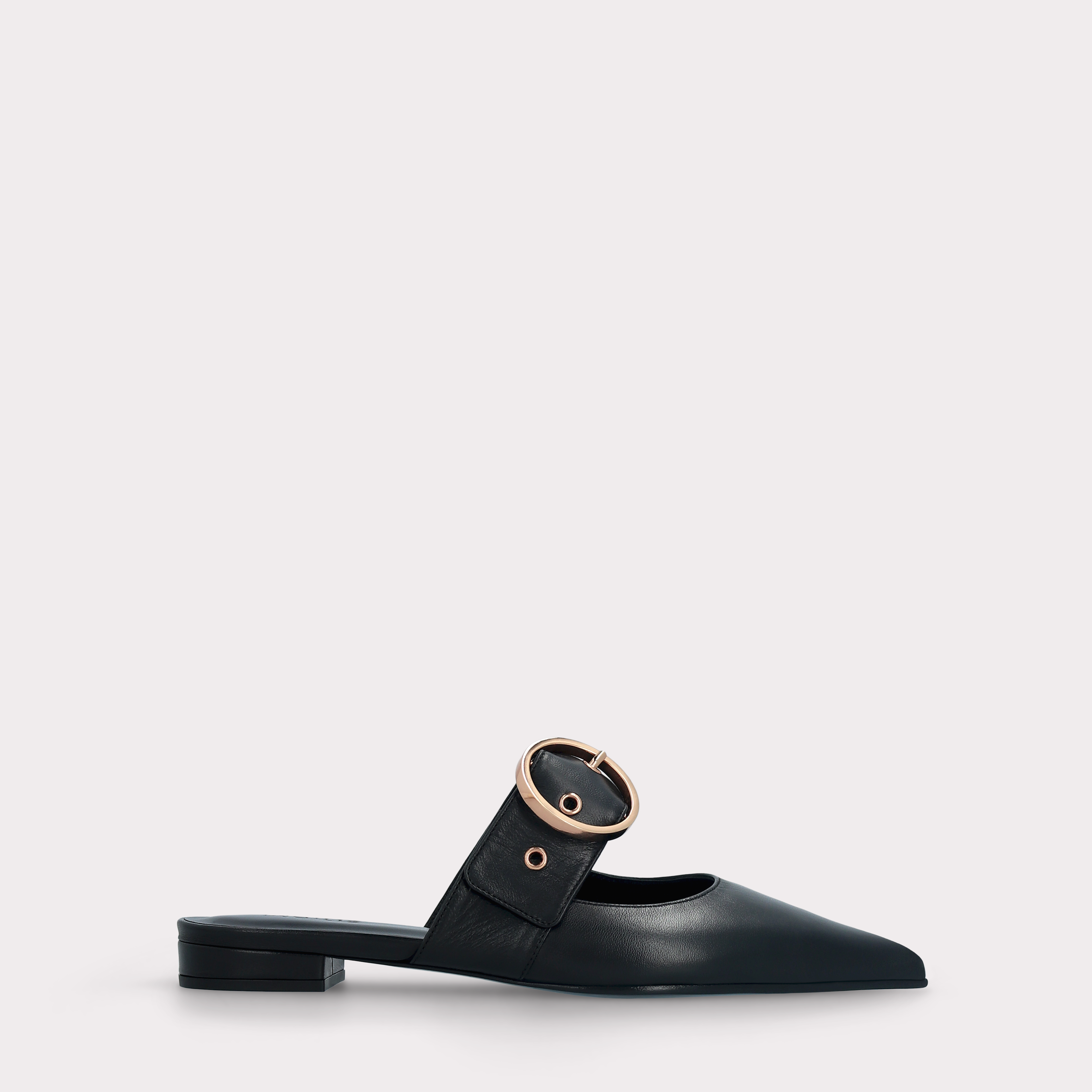 MAISIE BLACK LEATHER MULES